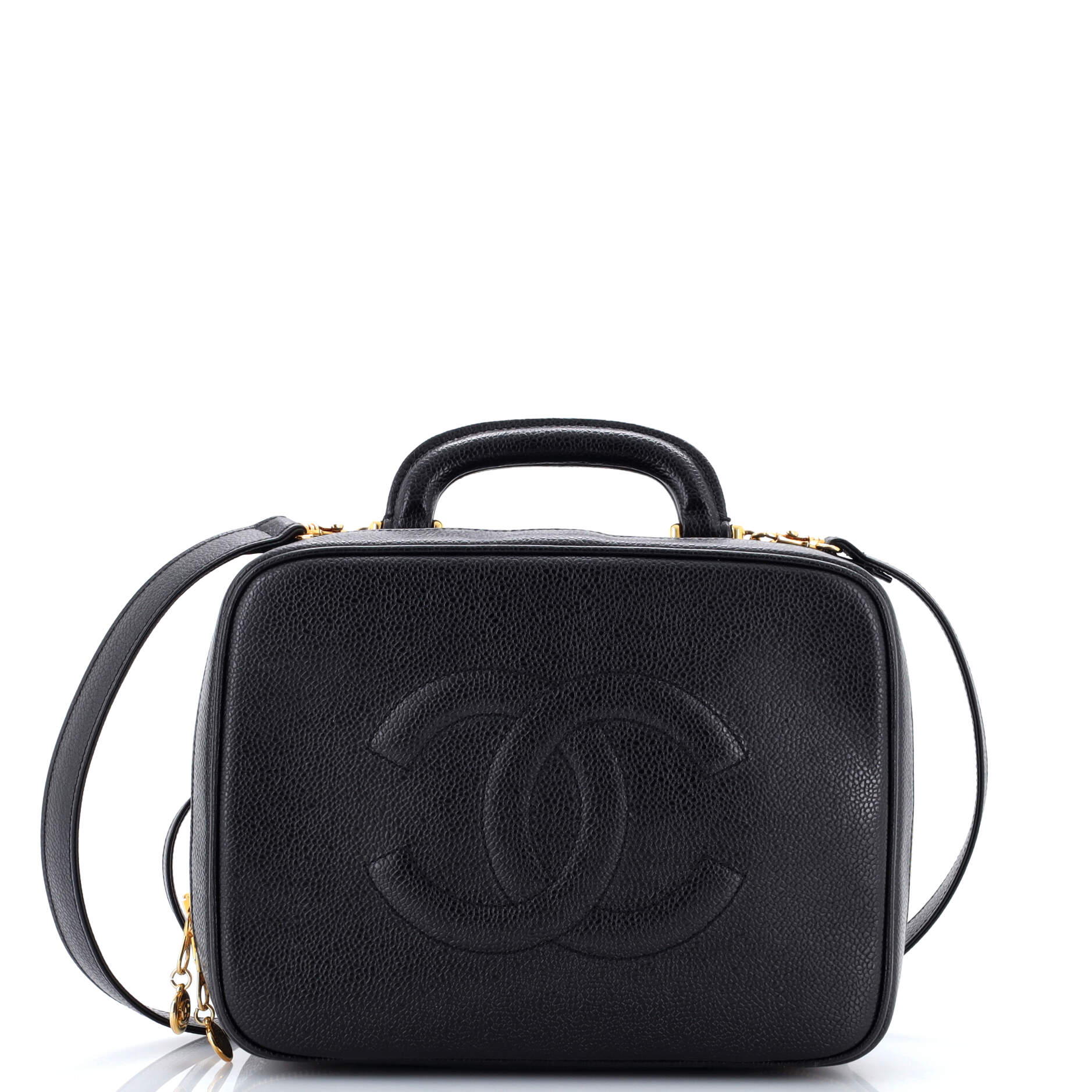Vintage Timeless Zip Around Vanity Case Caviar Medium