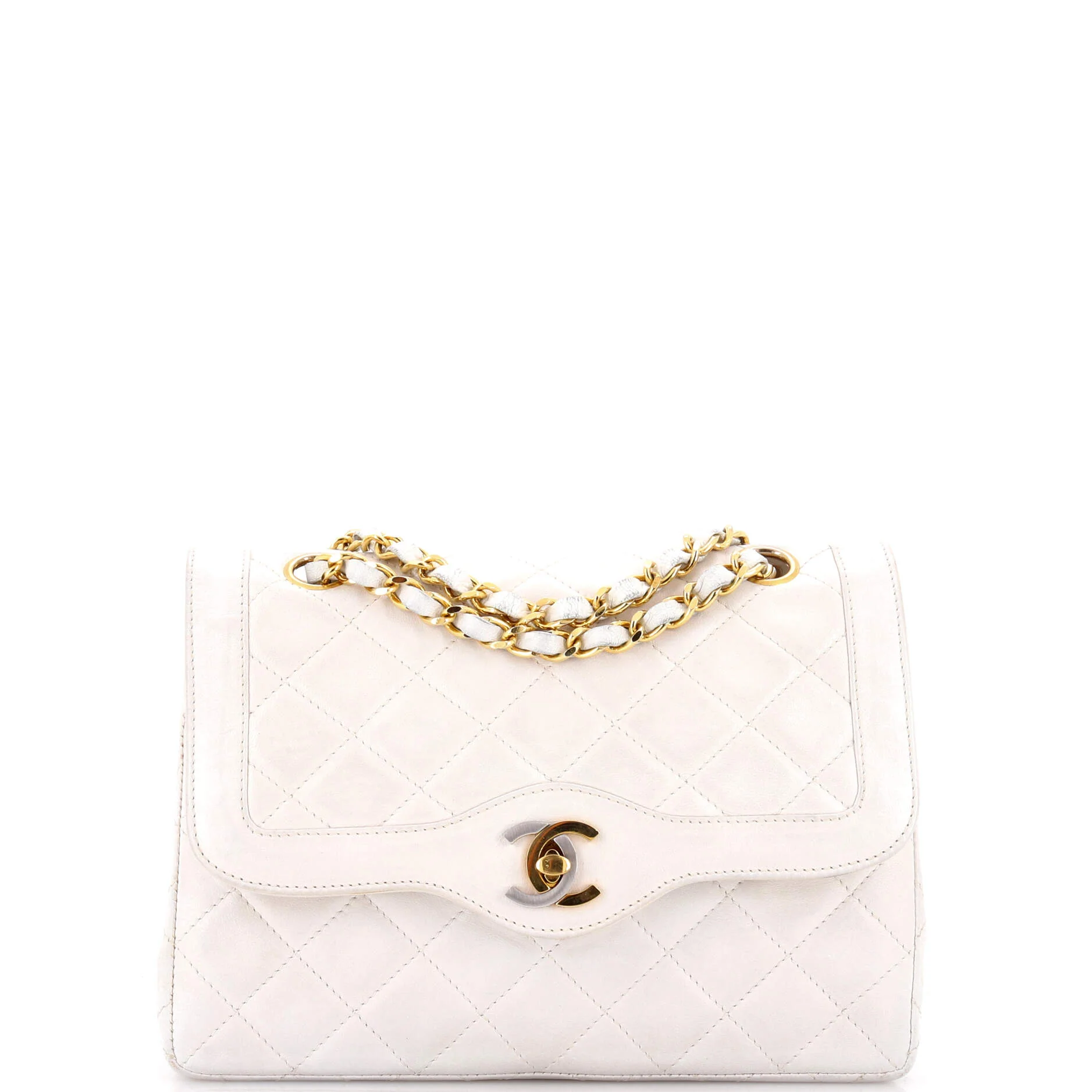 Vintage Two Tone CC Flap Bag Quilted Lambskin Small