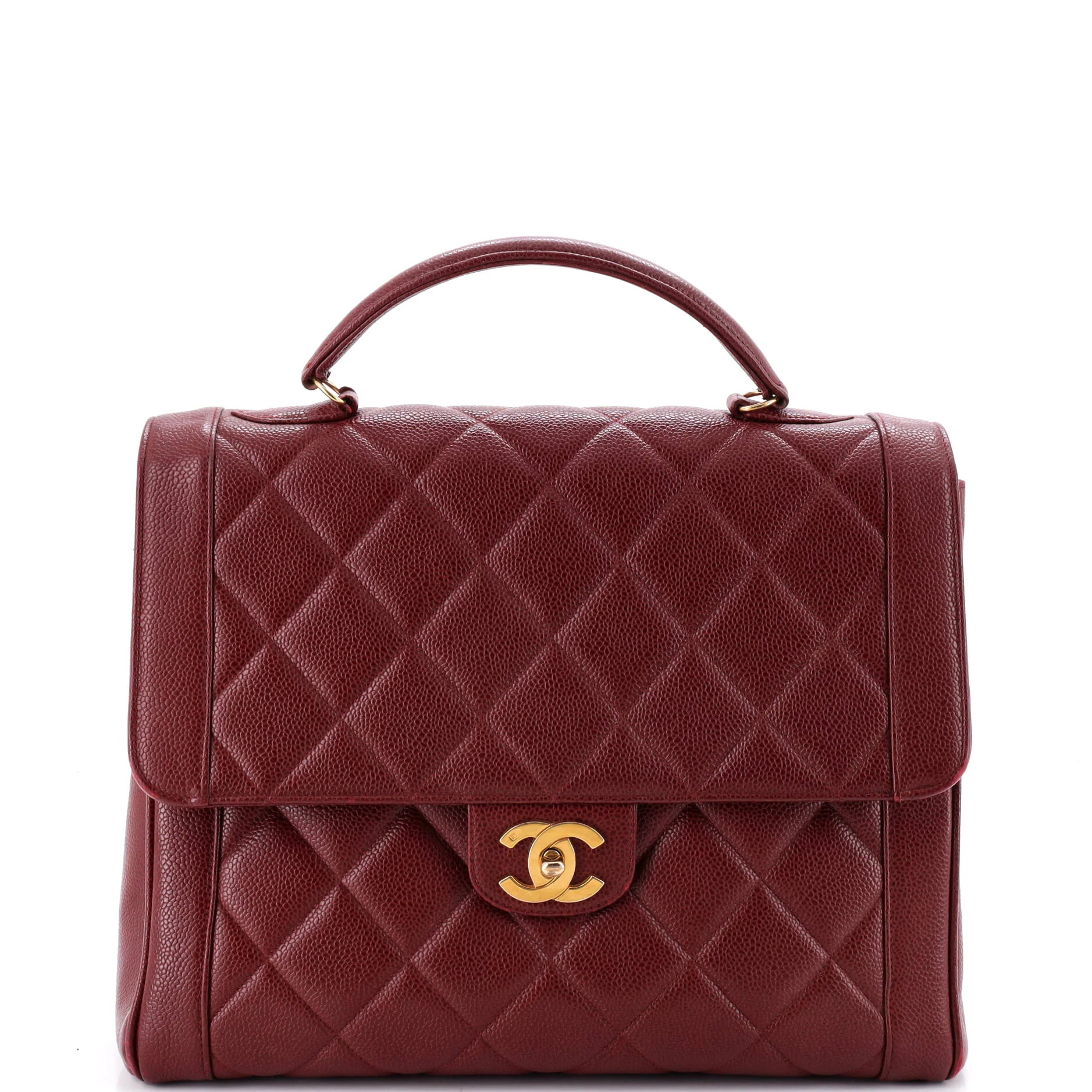 Vintage Two-Tone Kelly Top Handle Bag Quilted Caviar Jumbo