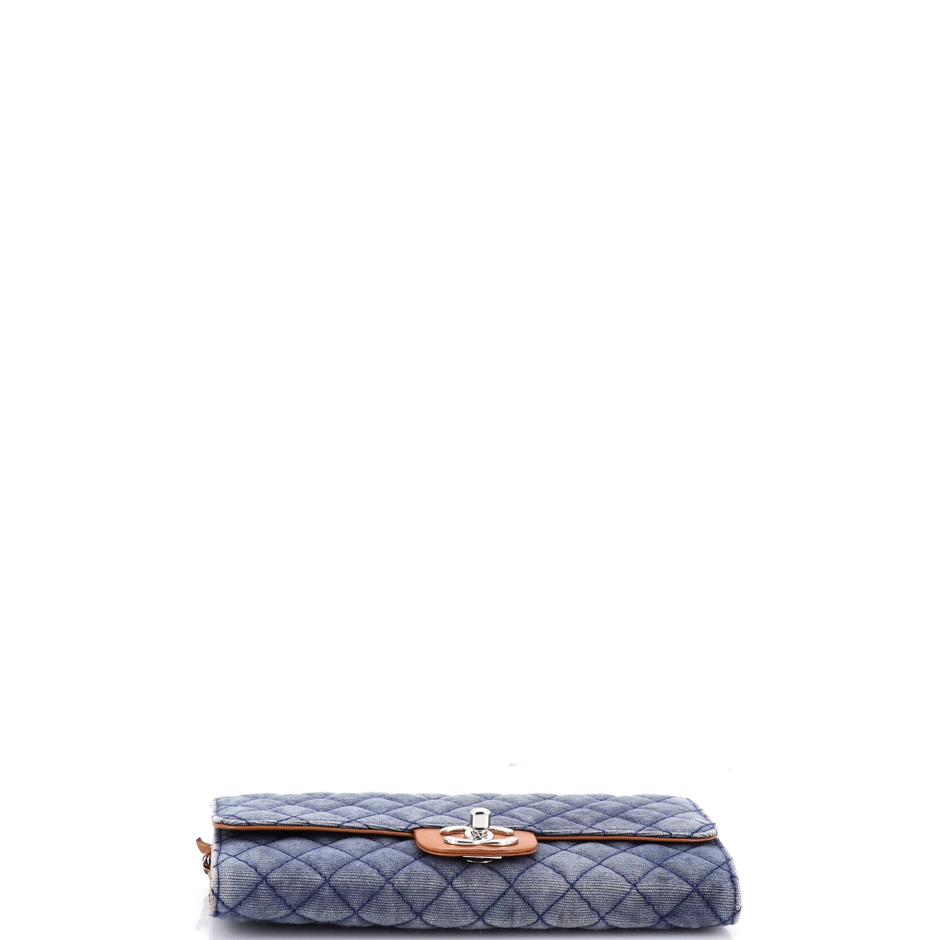 Wallet On Chain Clutch Quilted Denim with Lambskin East West - Image 5