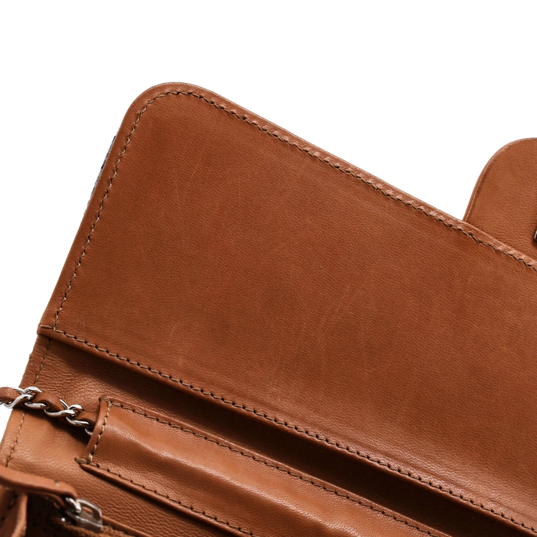 Wallet On Chain Clutch Quilted Denim with Lambskin East West - Image 7