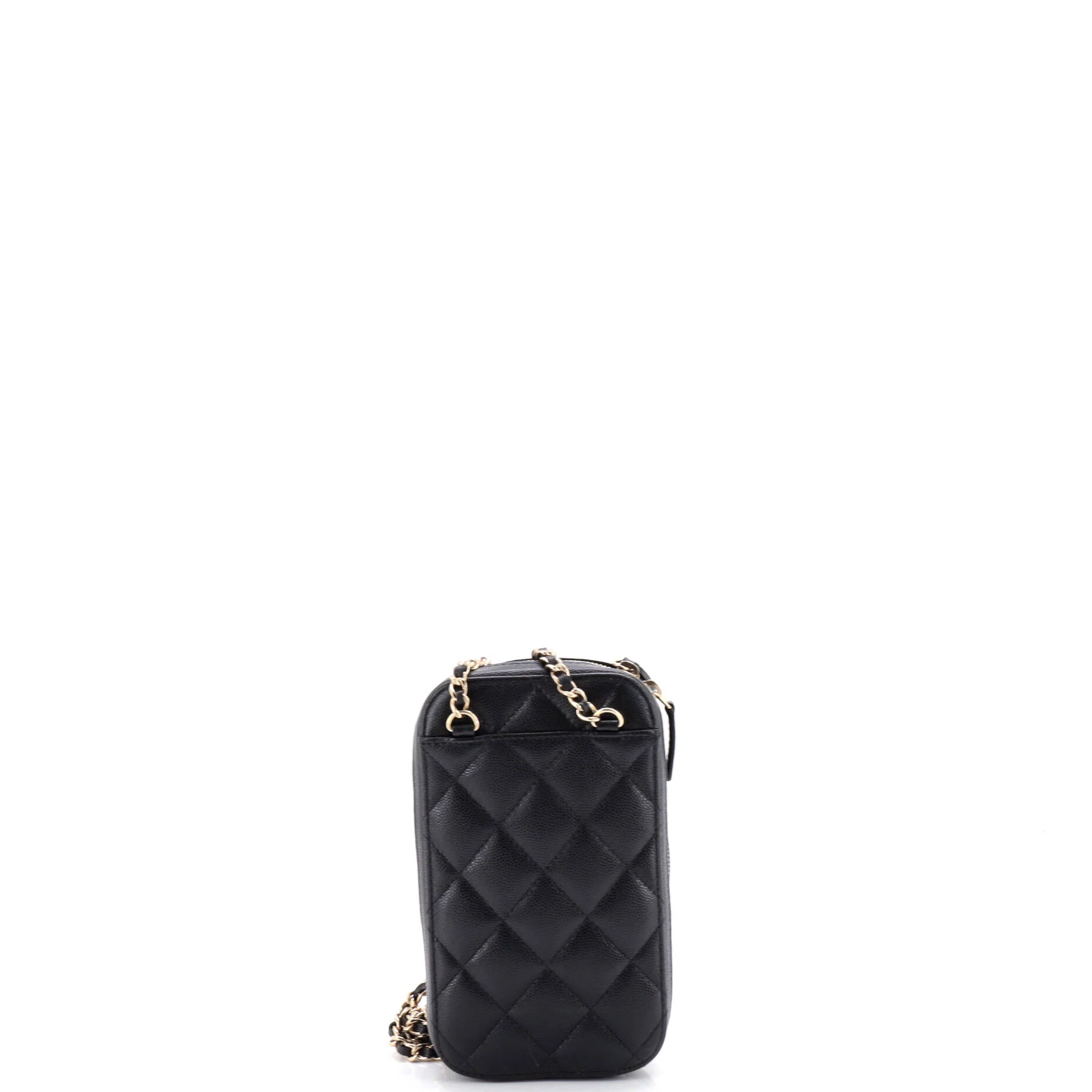 Zip Around Phone Case with Chain Quilted Caviar - Image 3