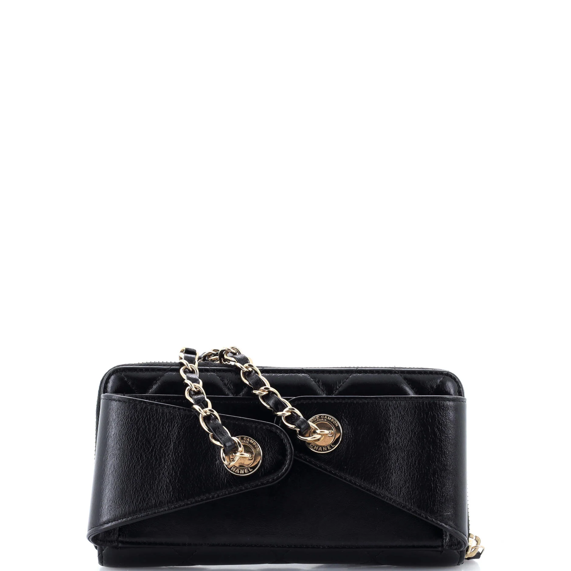 Zip Around Waist Belt Bag Quilted Shiny Lambskin - Image 3