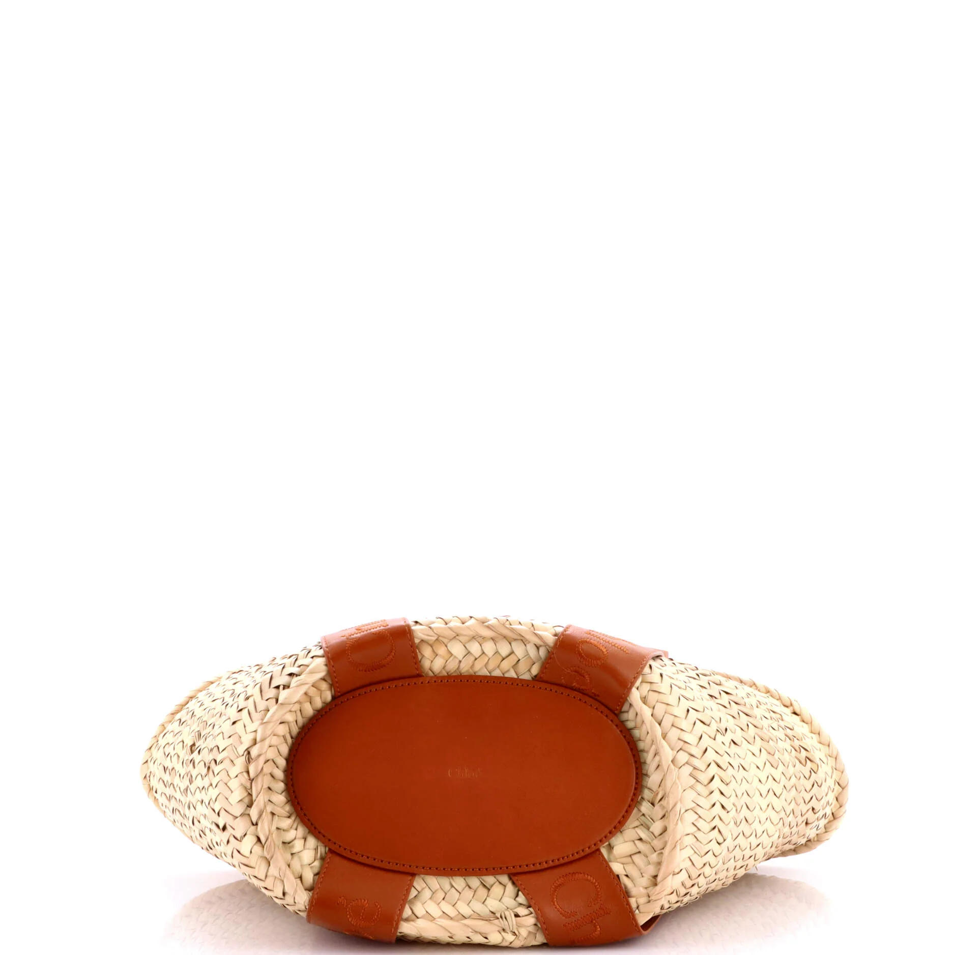 Sense Basket Tote Raffia with Leather Medium - Image 4