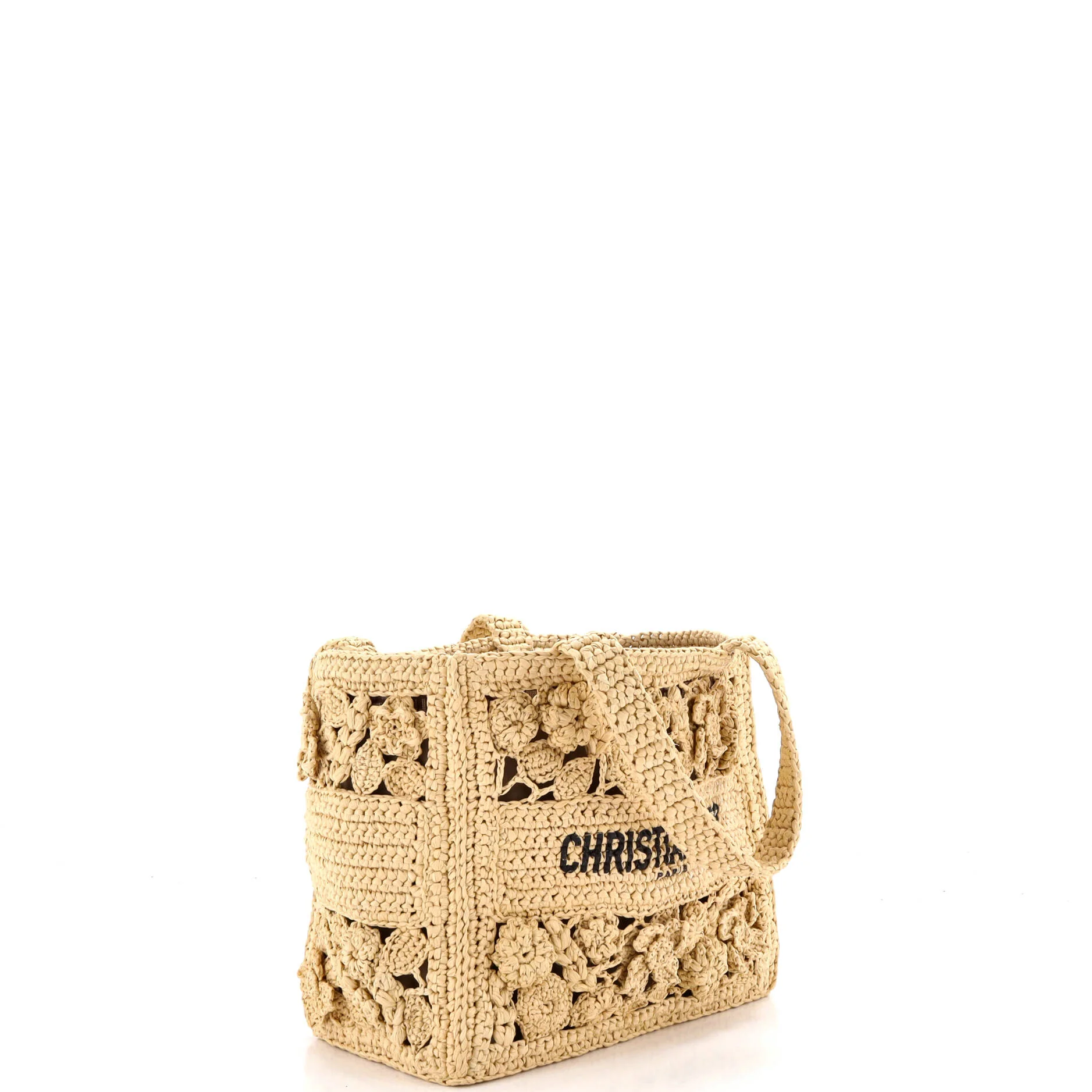 Book Tote Floral Woven Raffia Small - Image 3