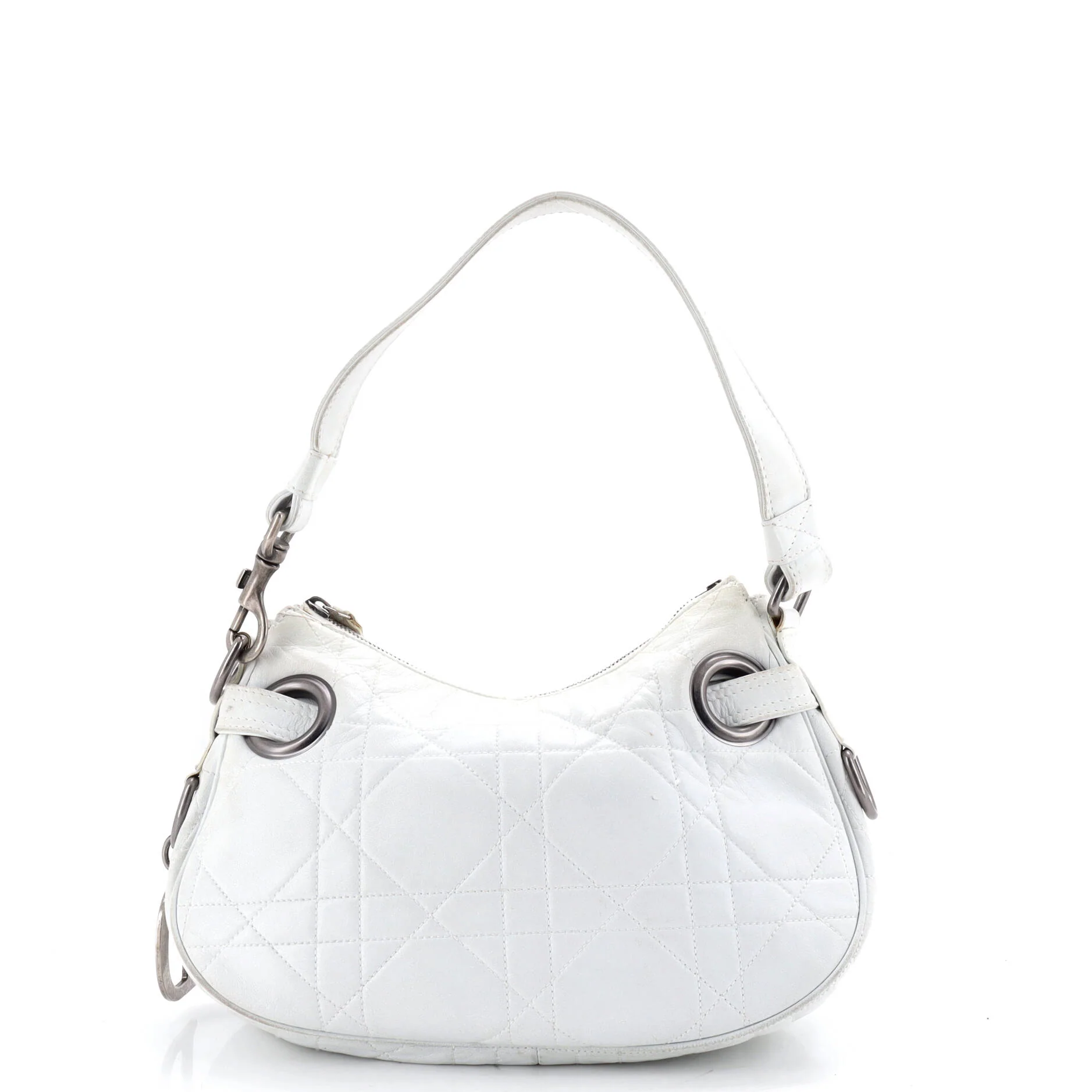 D Charm Zip Hobo Cannage Quilt Lambskin Small