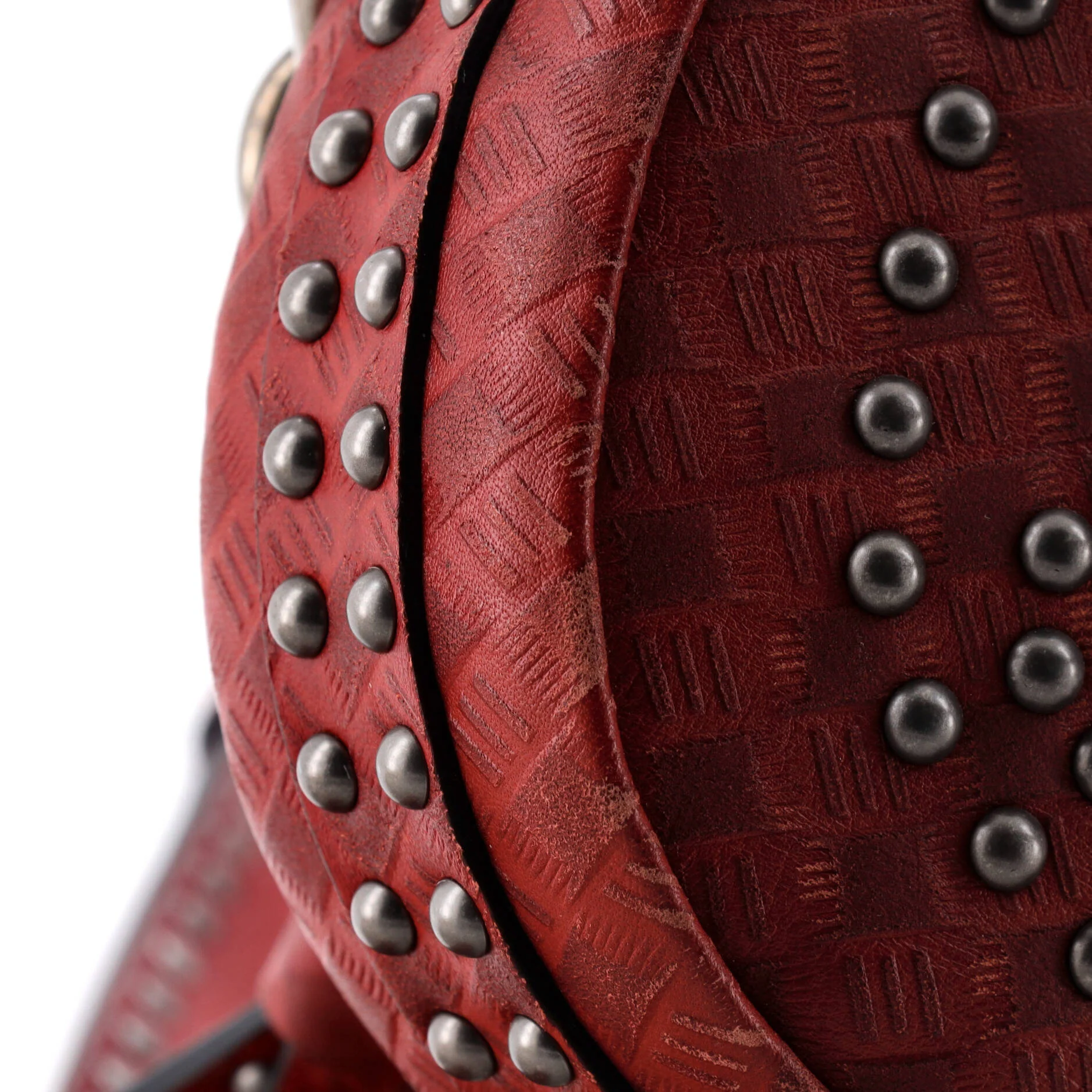D-Fence Saddle Bag Studded Embossed Leather Small - Image 6