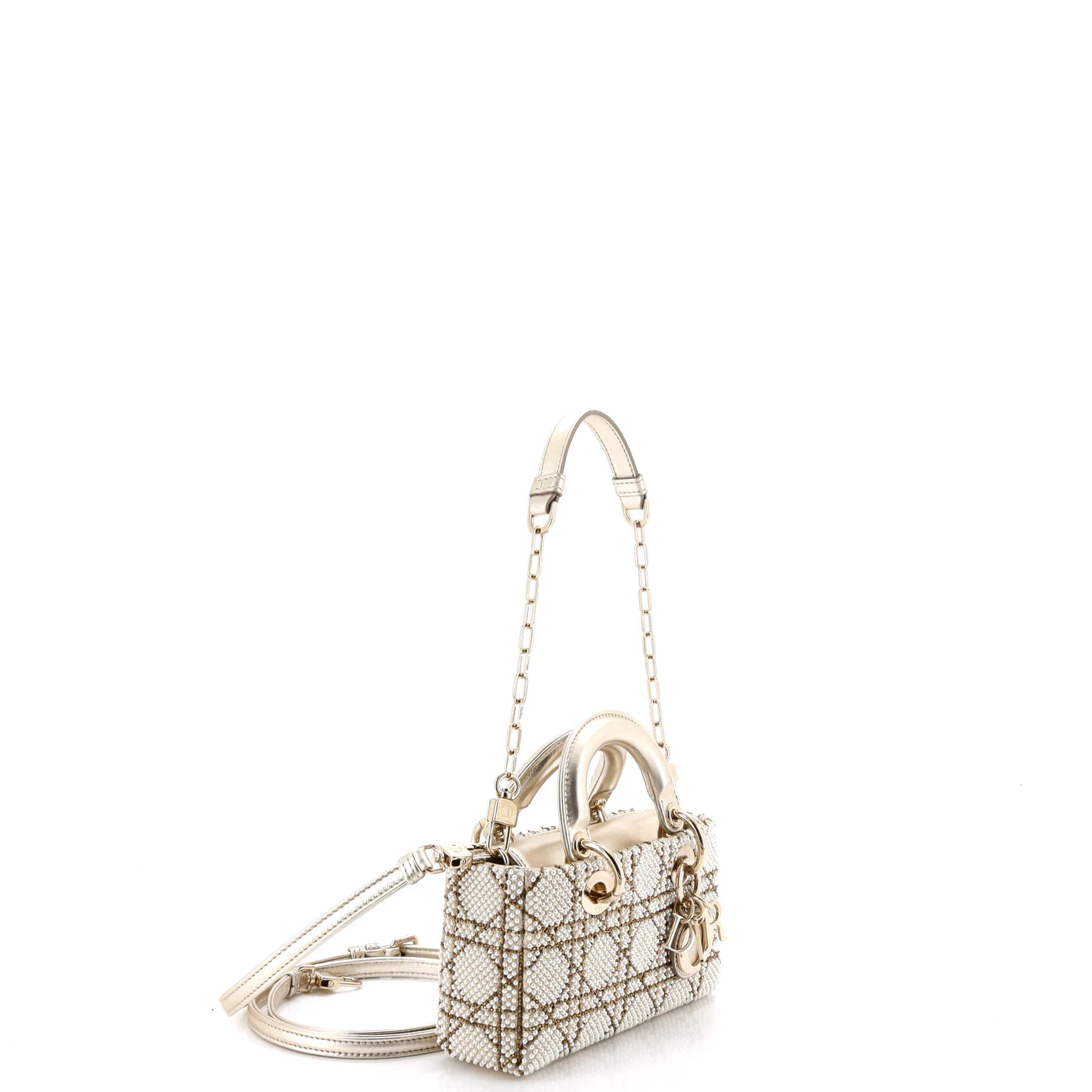 Lady D-Joy Bag Cannage Pearl Beaded Leather Micro - Image 2