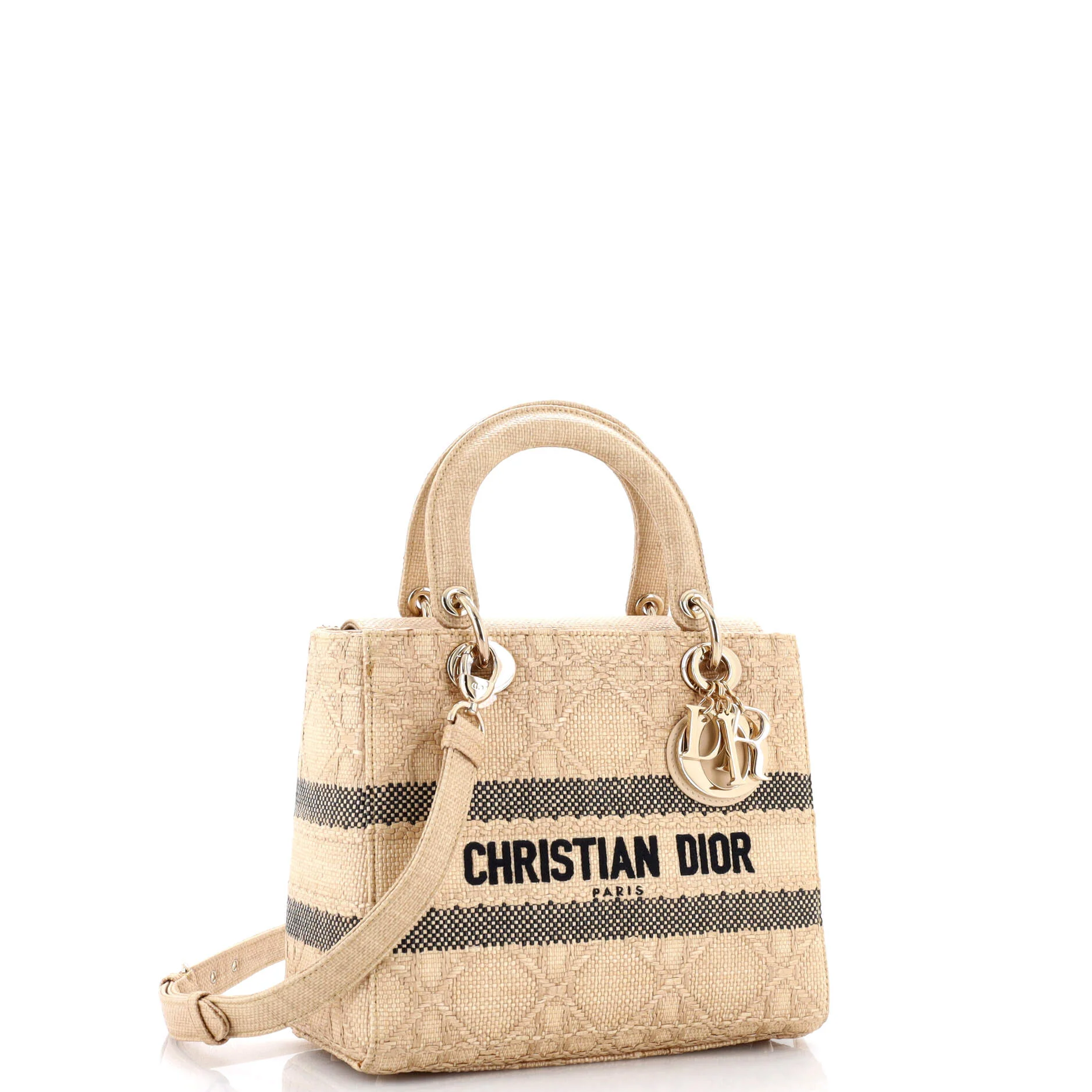 Lady D-Lite Bag Cannage Embroidered Raffia Medium - Image 2