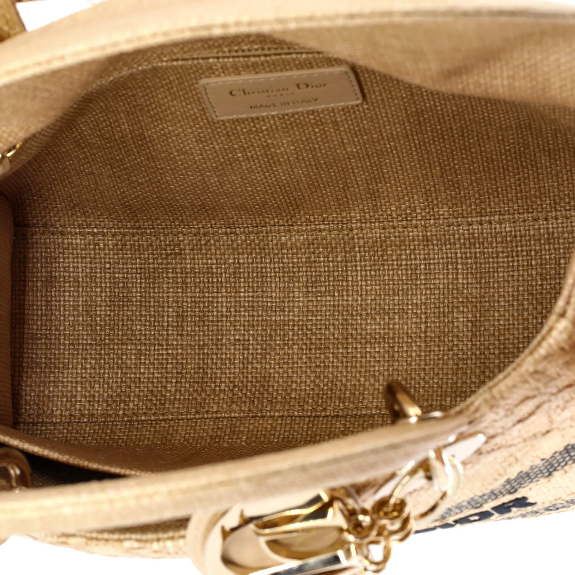 Lady D-Lite Bag Cannage Embroidered Raffia Medium - Image 5