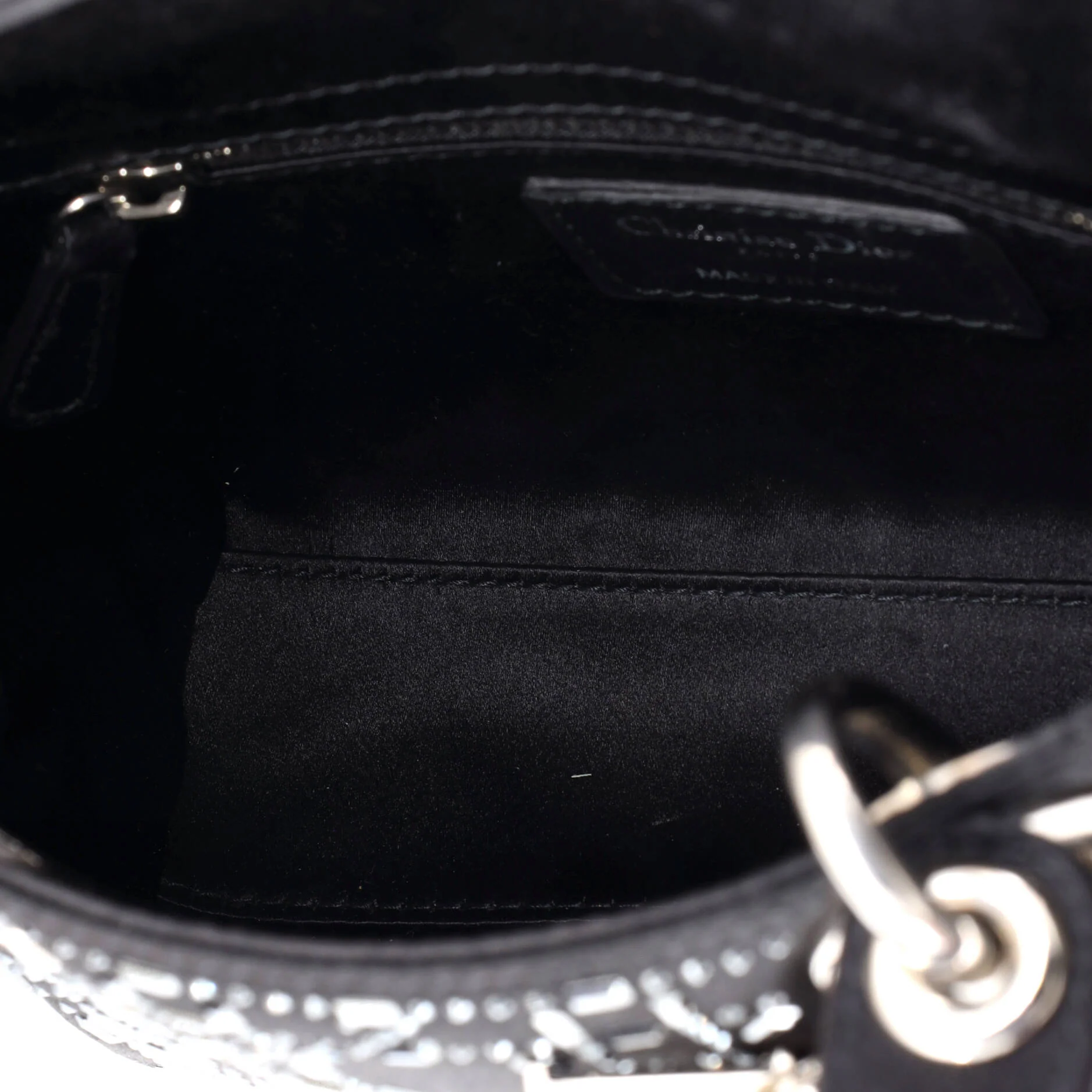 Lady Dior Bag Crystal Embellished Cannage Quilt Satin Mini - Image 5