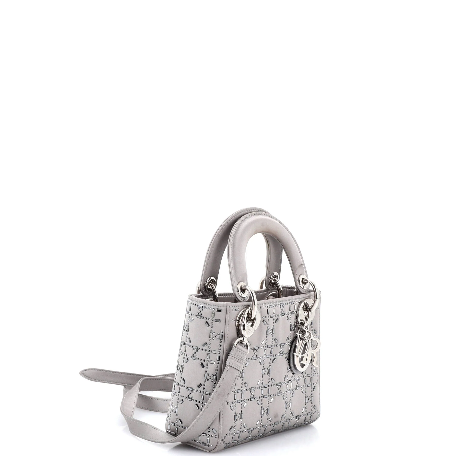 Lady Dior Bag Crystal Embellished Cannage Quilt Satin Mini - Image 2