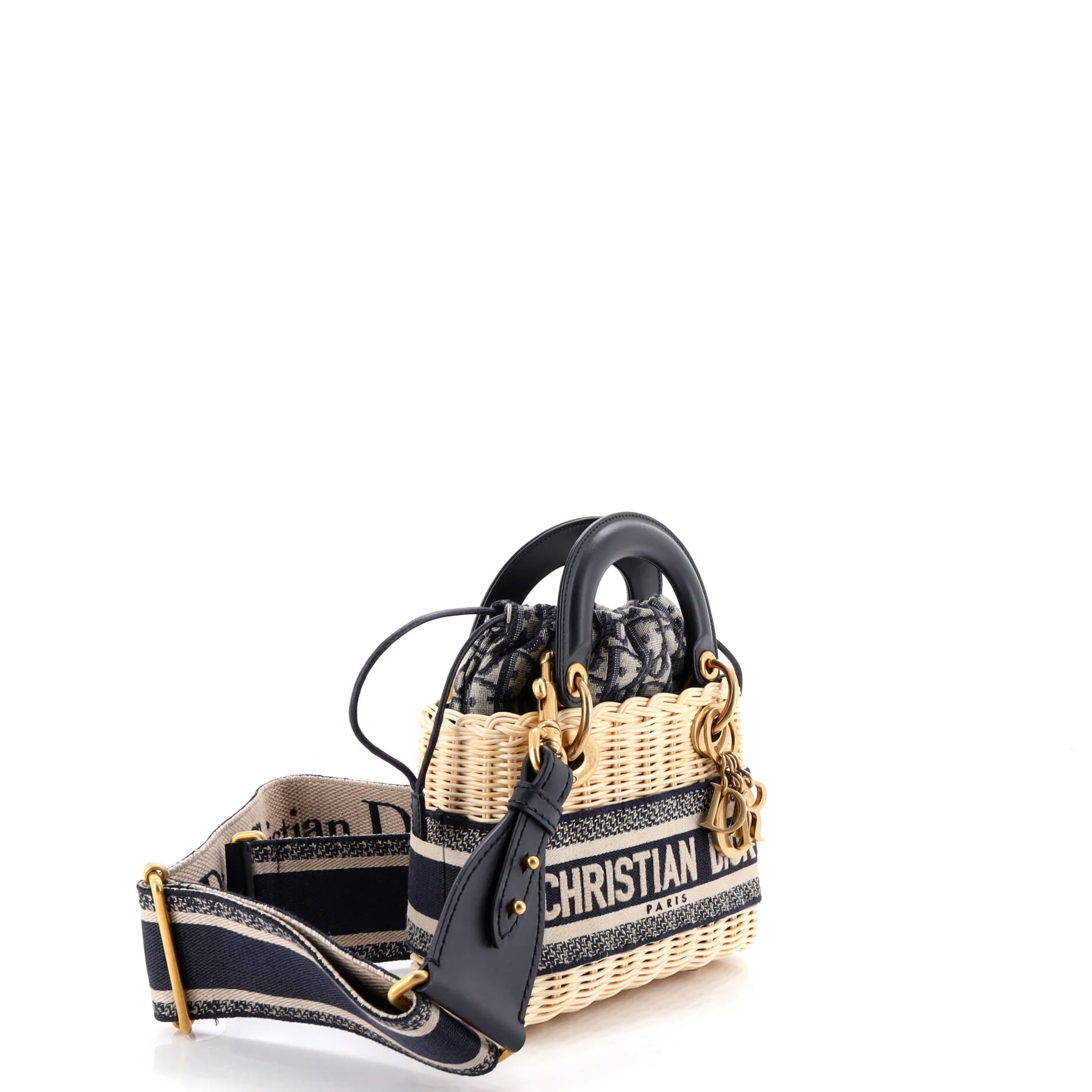 Lady Dior Bag Wicker and Oblique Canvas Mini - Image 2