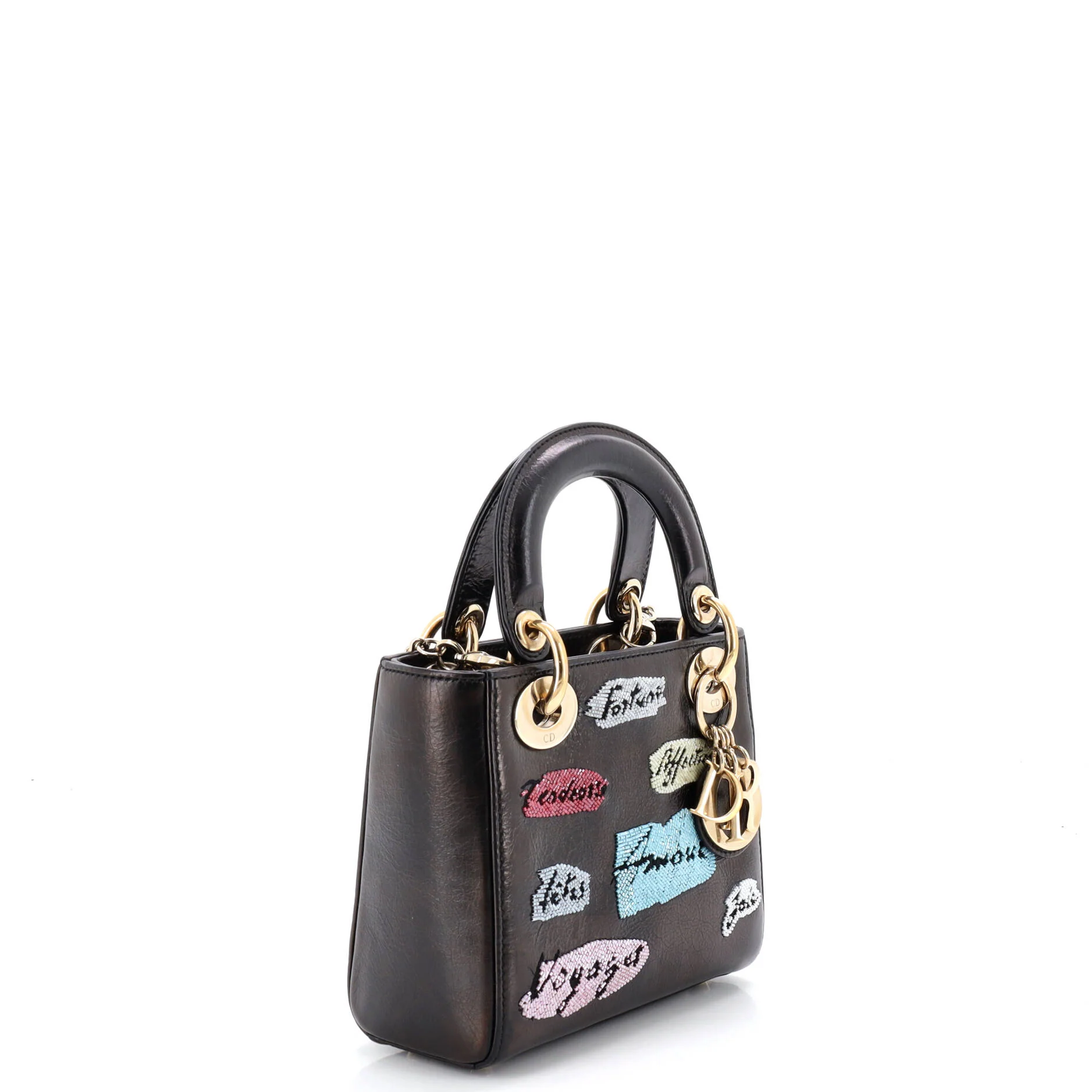 Lady Dior Chain Bag Beaded Leather Mini - Image 2