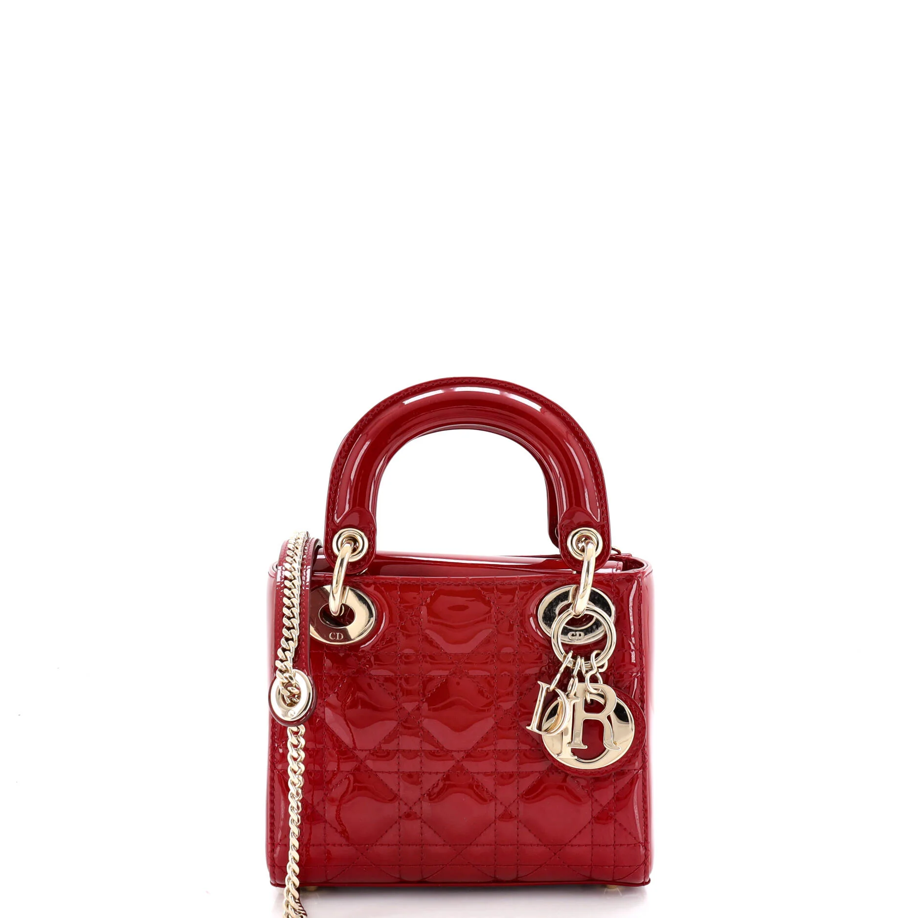 Lady Dior Chain Bag Cannage Quilt Patent Mini