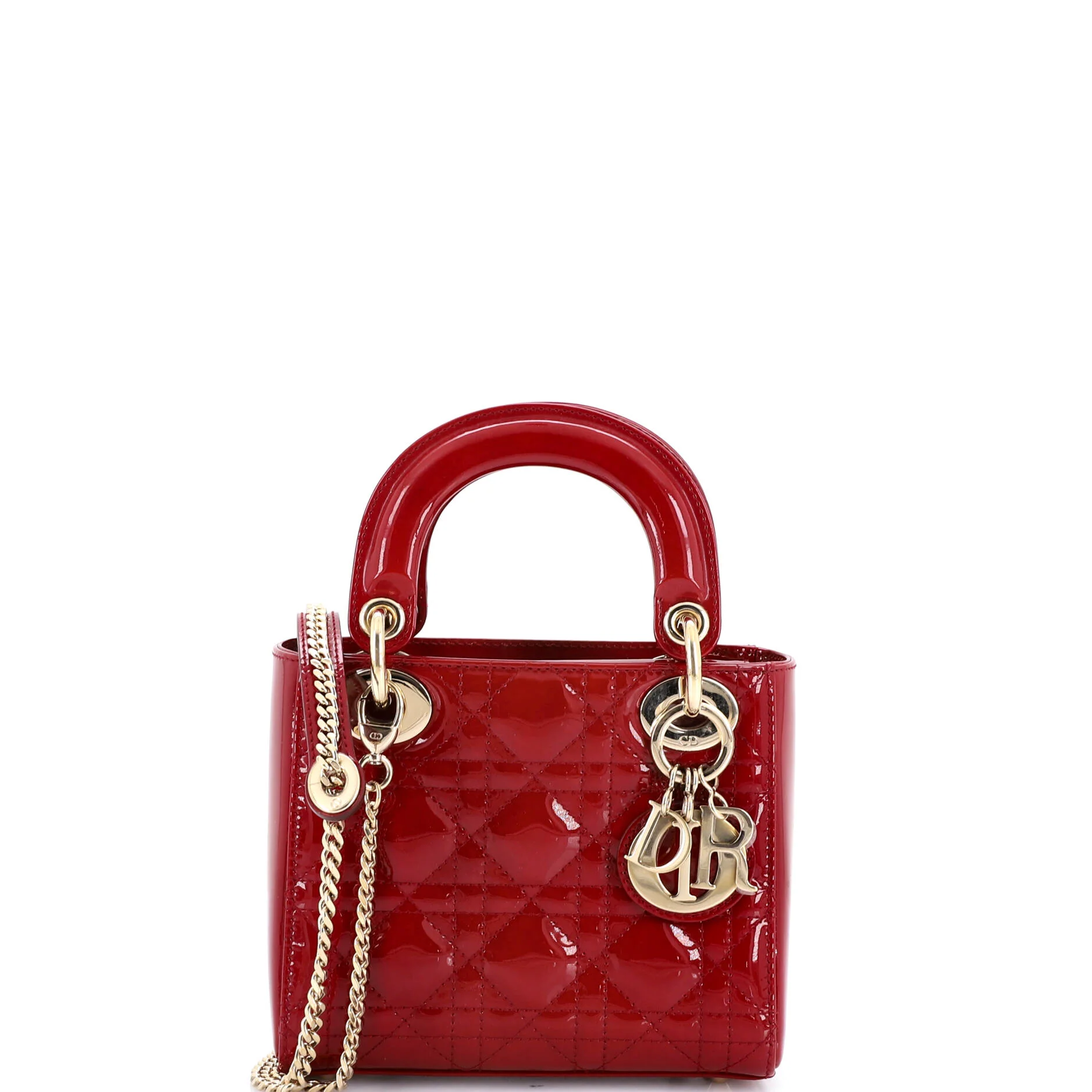 Lady Dior Chain Bag Cannage Quilt Patent Mini