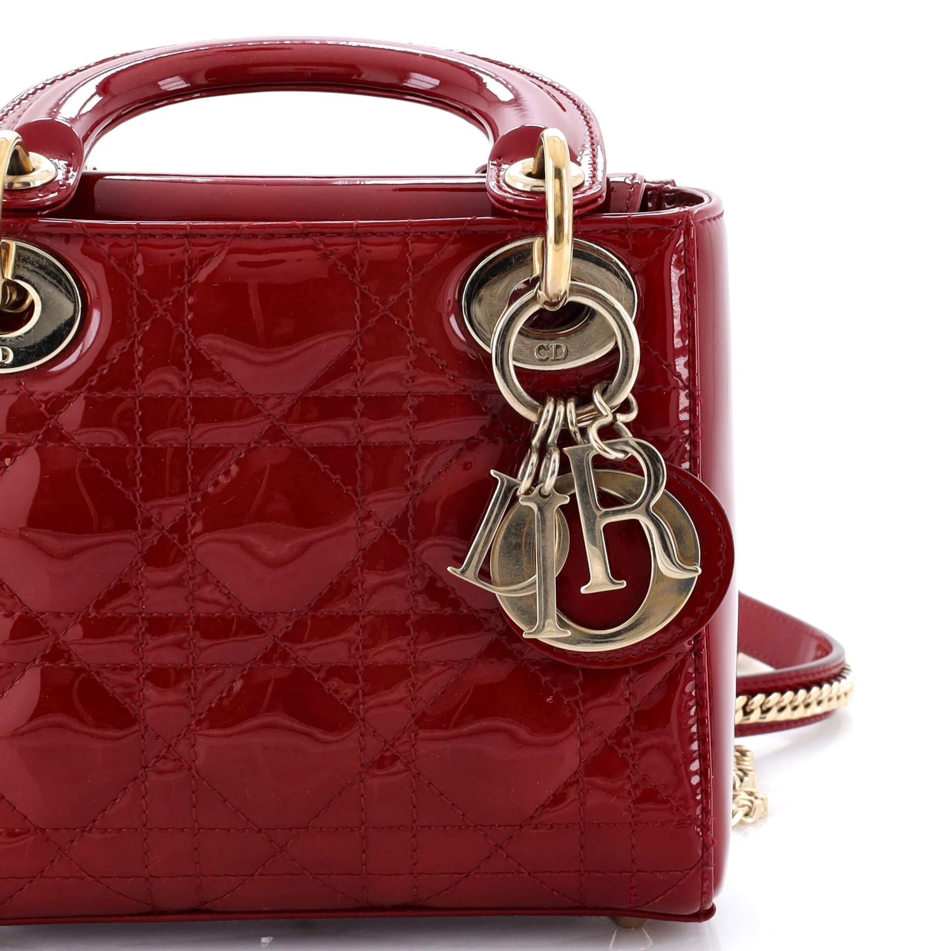 Lady Dior Chain Bag Cannage Quilt Patent Mini - Image 6