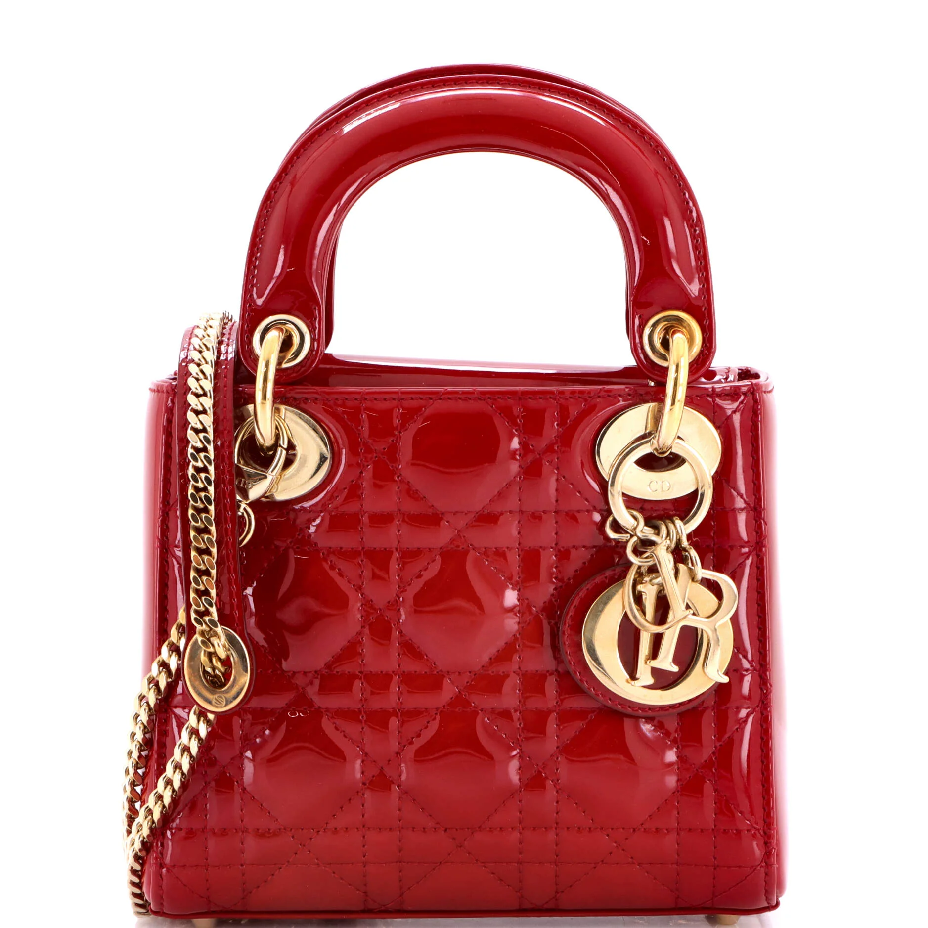 Lady Dior Chain Bag Cannage Quilt Patent Mini