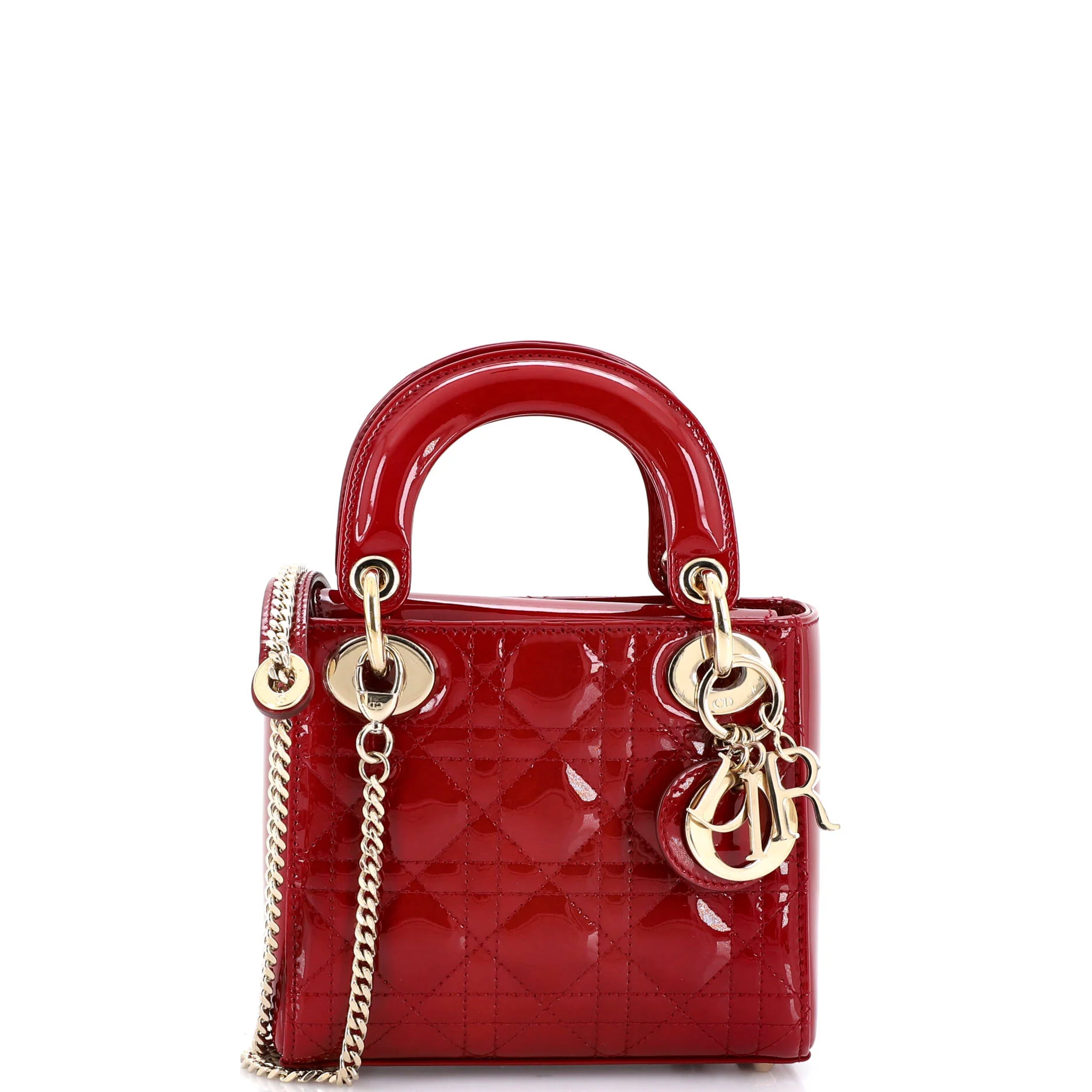 Lady Dior Chain Bag Cannage Quilt Patent Mini