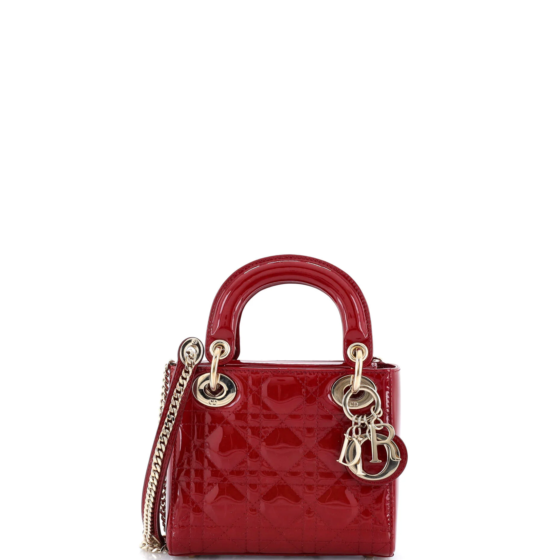 Lady Dior Chain Bag Cannage Quilt Patent Mini