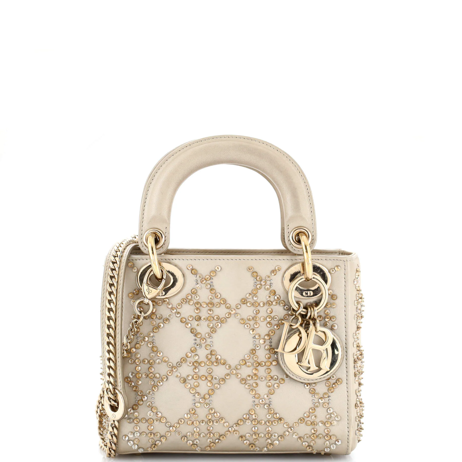 Lady Dior Chain Bag Crystal Embellished Cannage Quilt Leather Mini