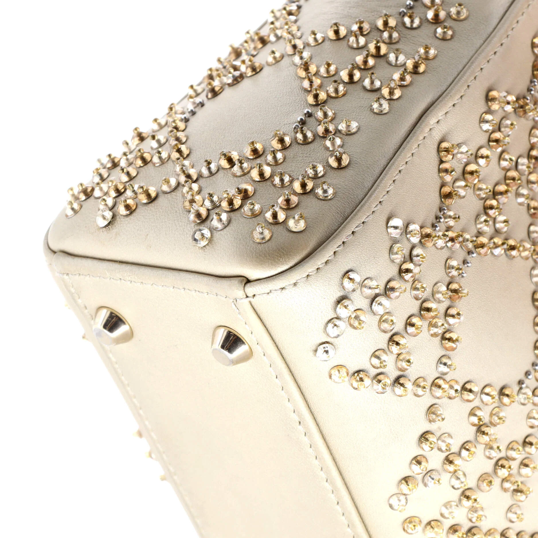 Lady Dior Chain Bag Crystal Embellished Cannage Quilt Leather Mini - Image 6