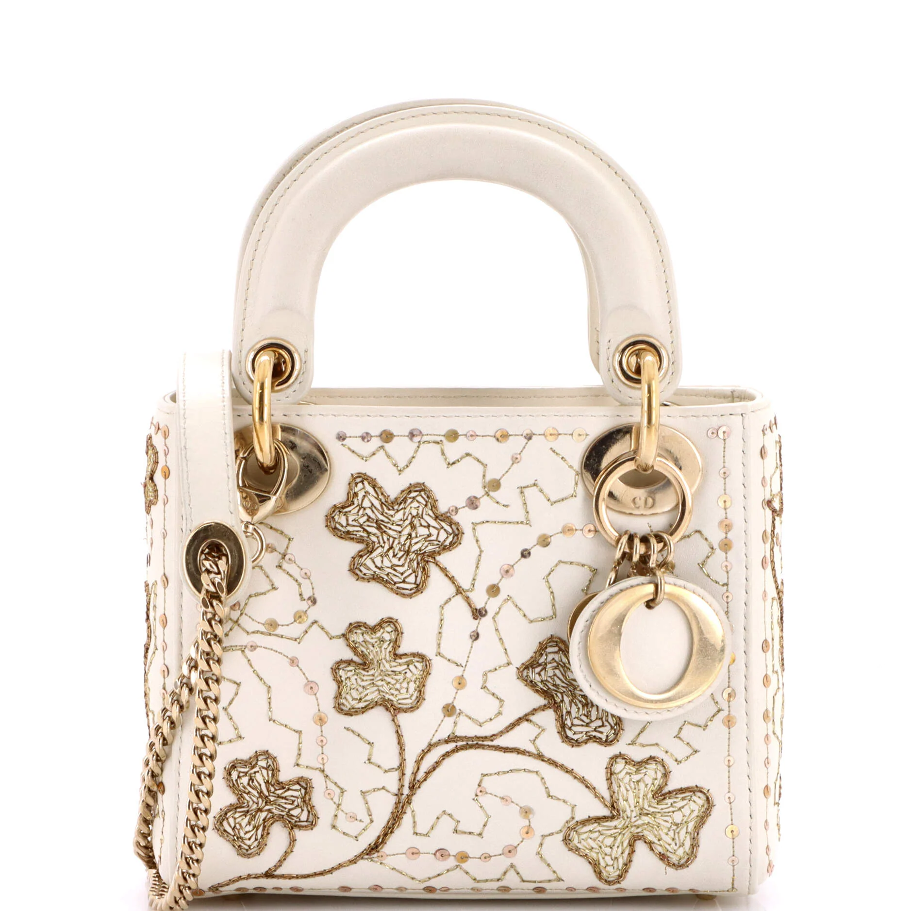 Lady Dior Chain Bag Embroidered Calfskin Mini