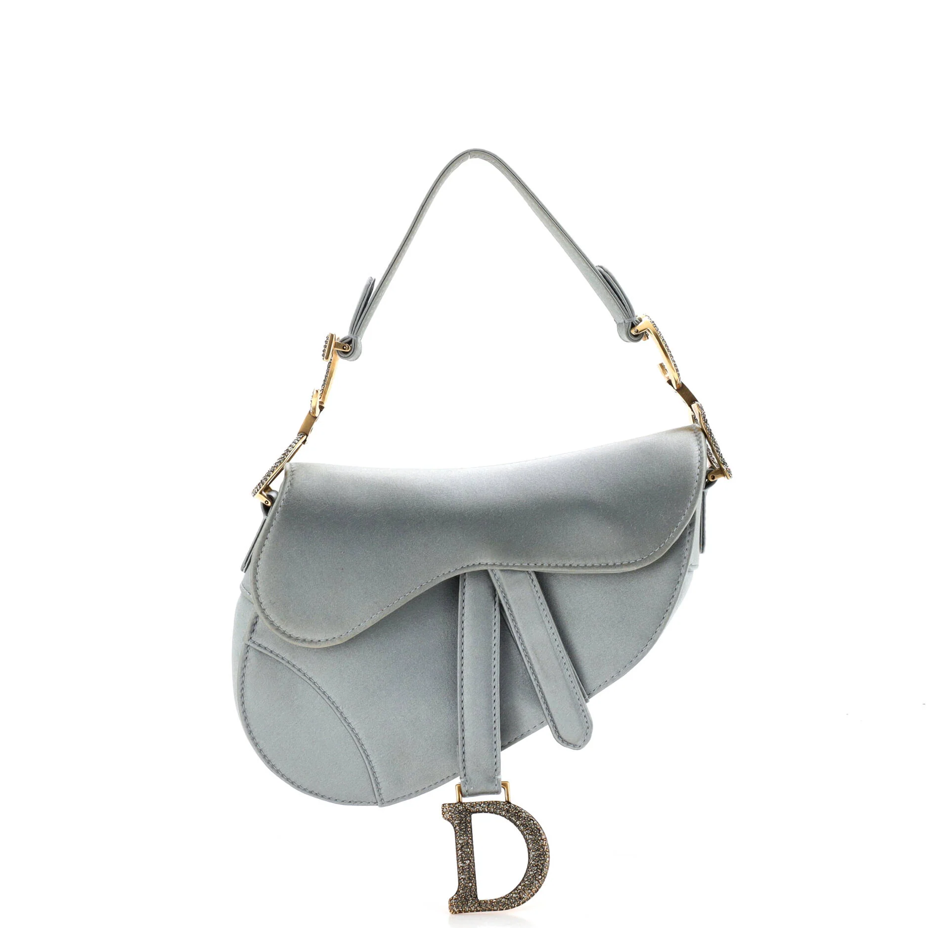 Saddle Handbag Satin with Crystals Mini