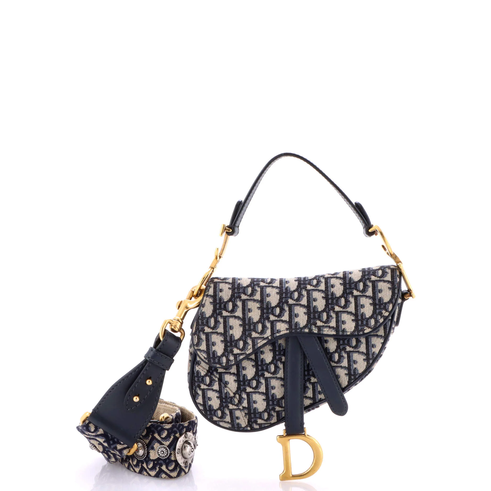 Saddle Handbag with Strap Oblique Canvas Mini