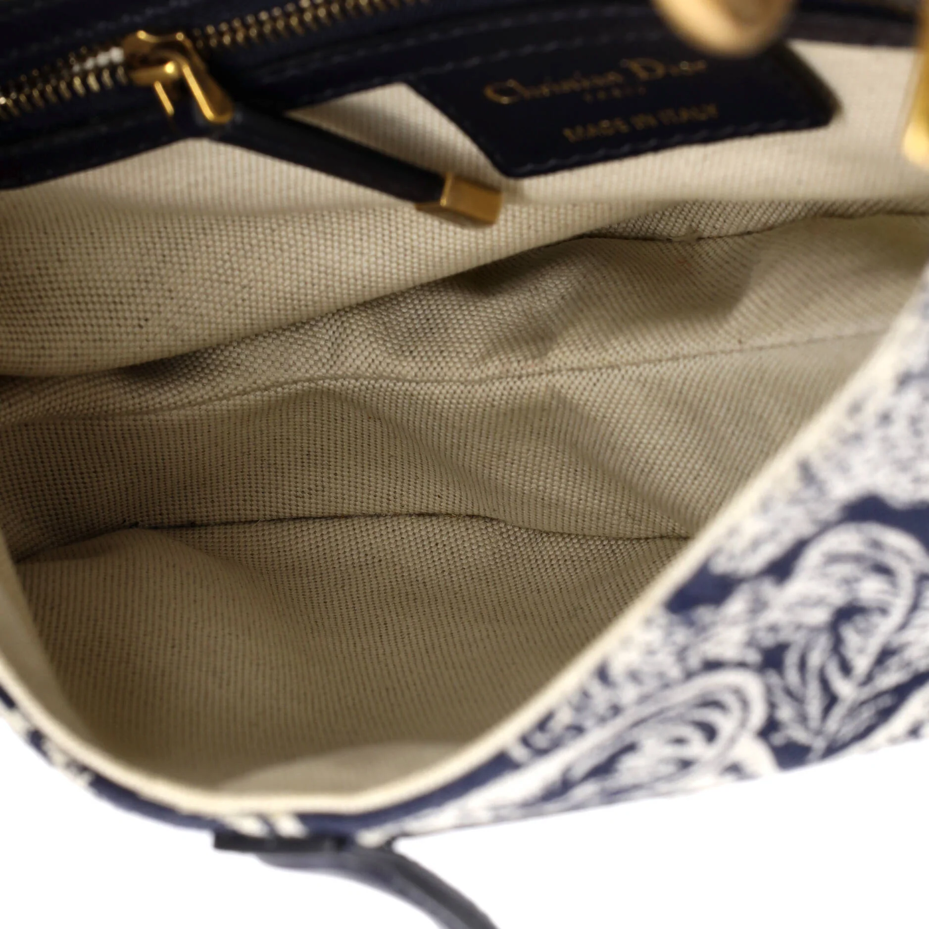 Toile De Jouy Saddle Bag Embroidered Canvas Medium - Image 5