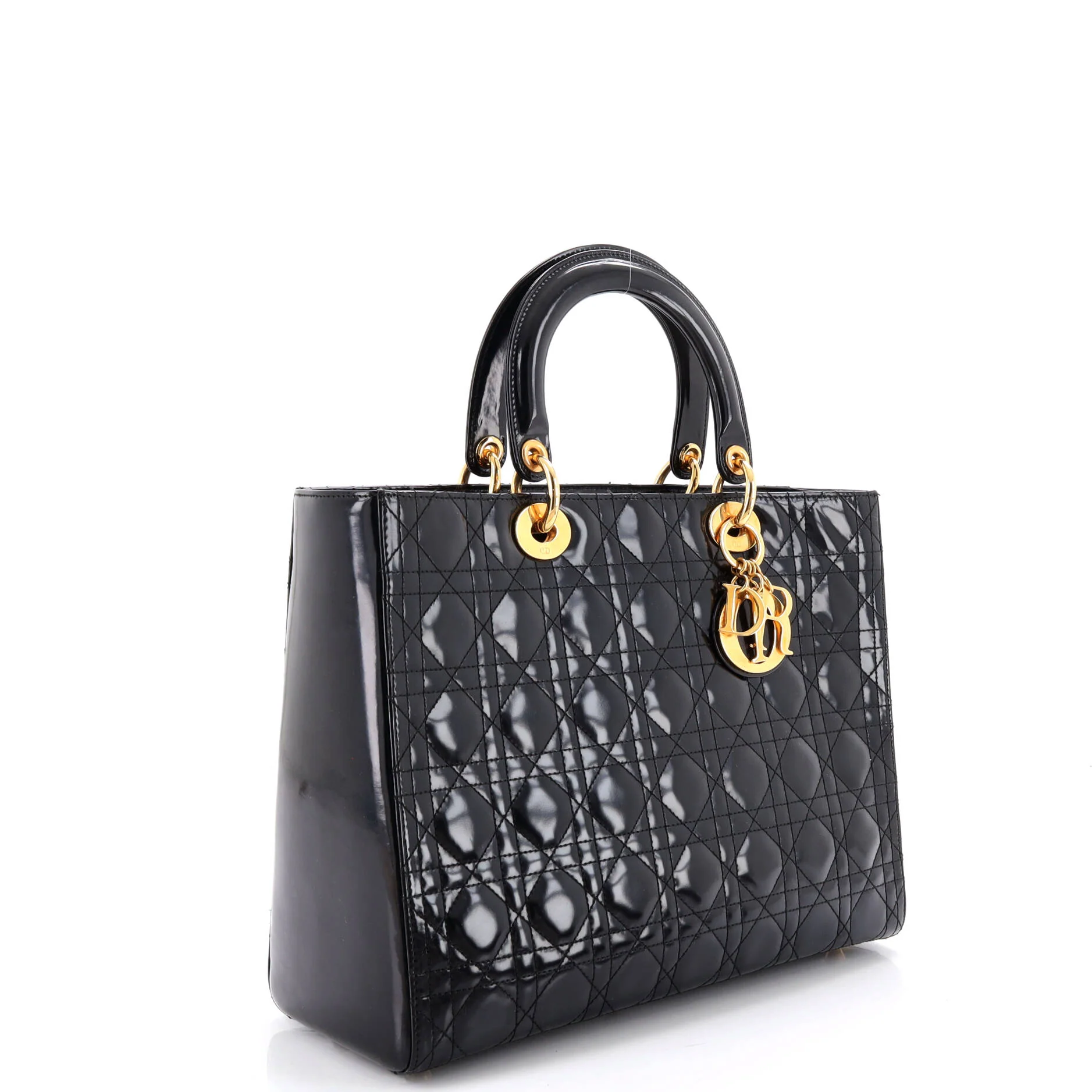 Vintage Lady Dior Bag Cannage Quilt Patent Large - Image 2