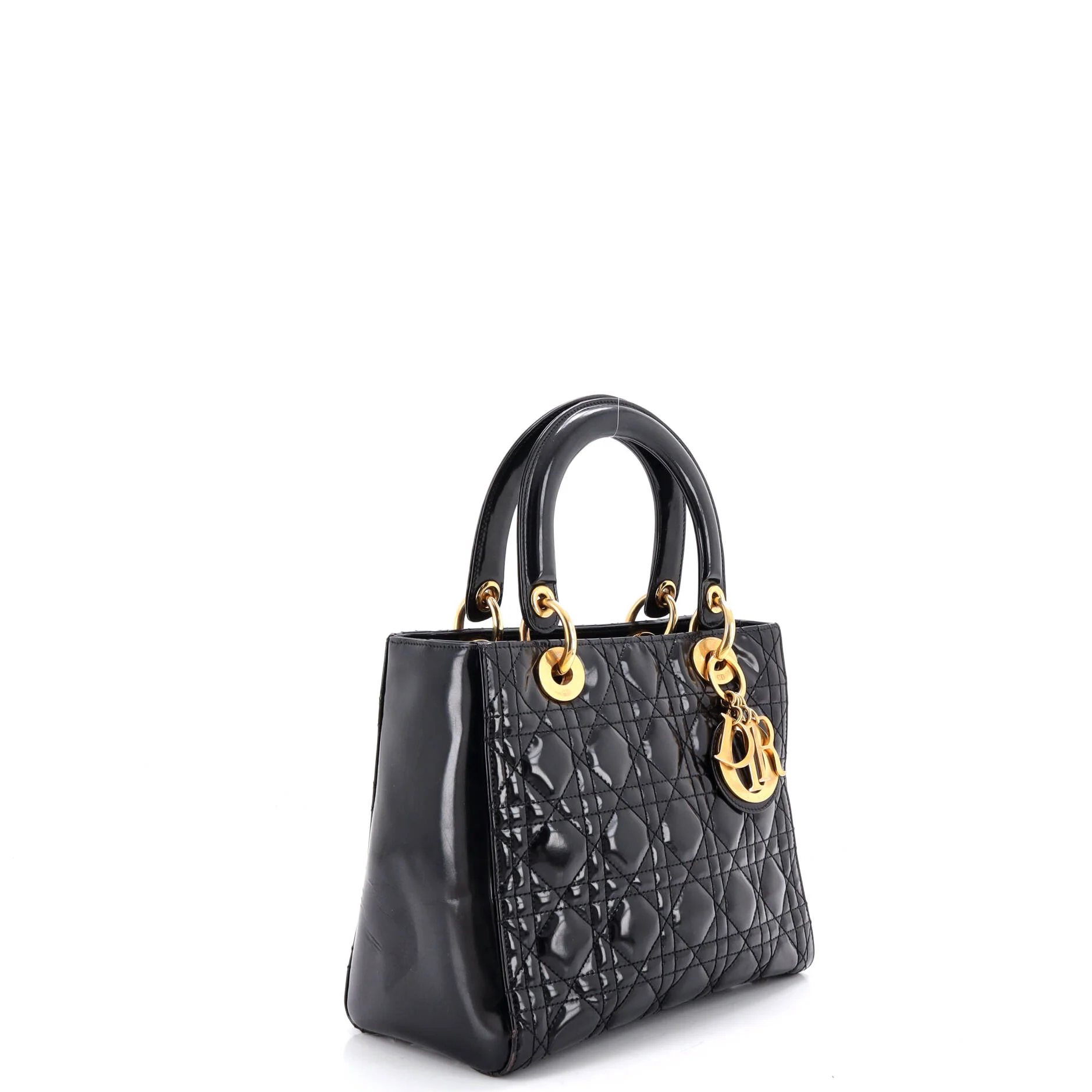 Vintage Lady Dior Bag Cannage Quilt Patent Medium - Image 2
