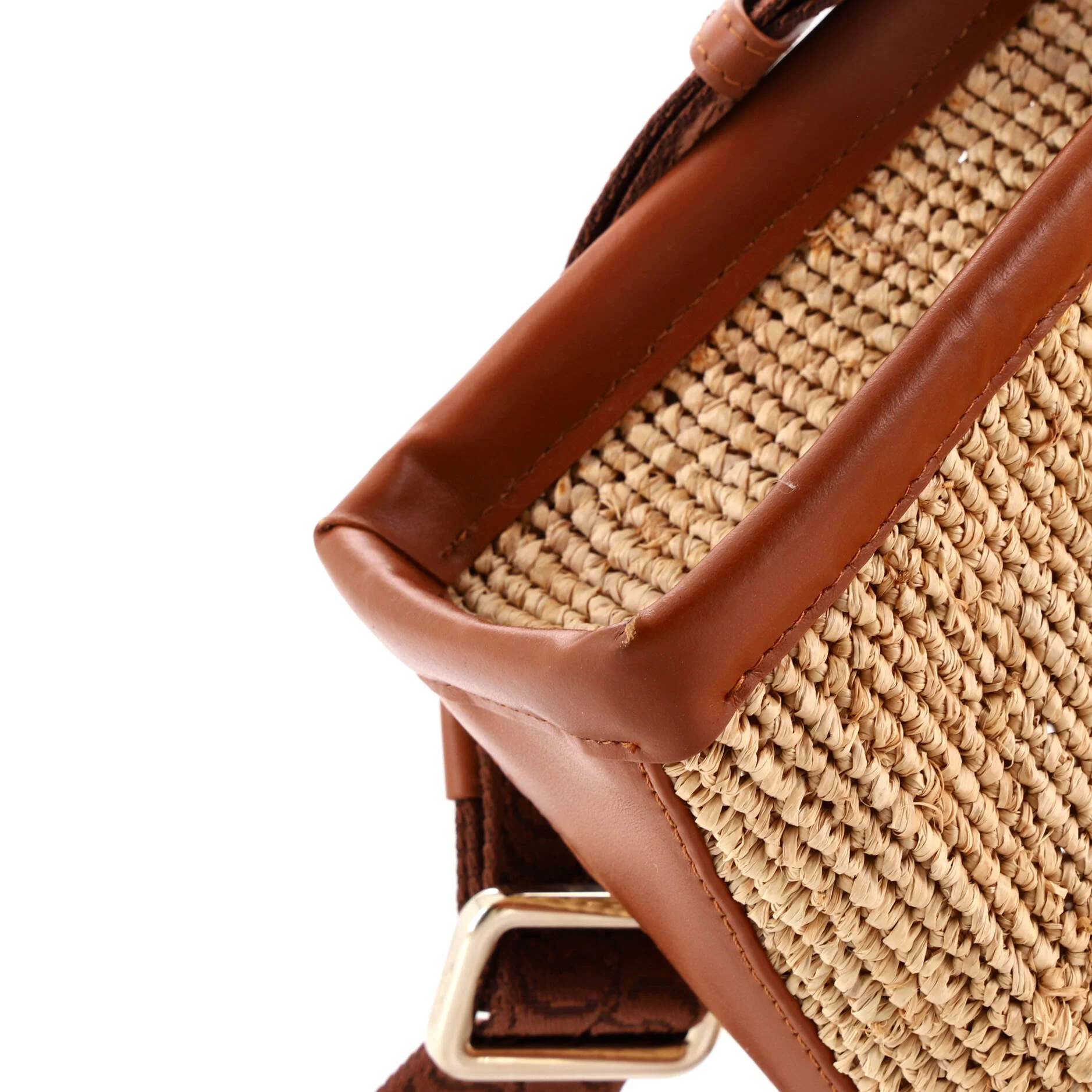 By My Side Tote Raffia with Leather Mini - Image 6