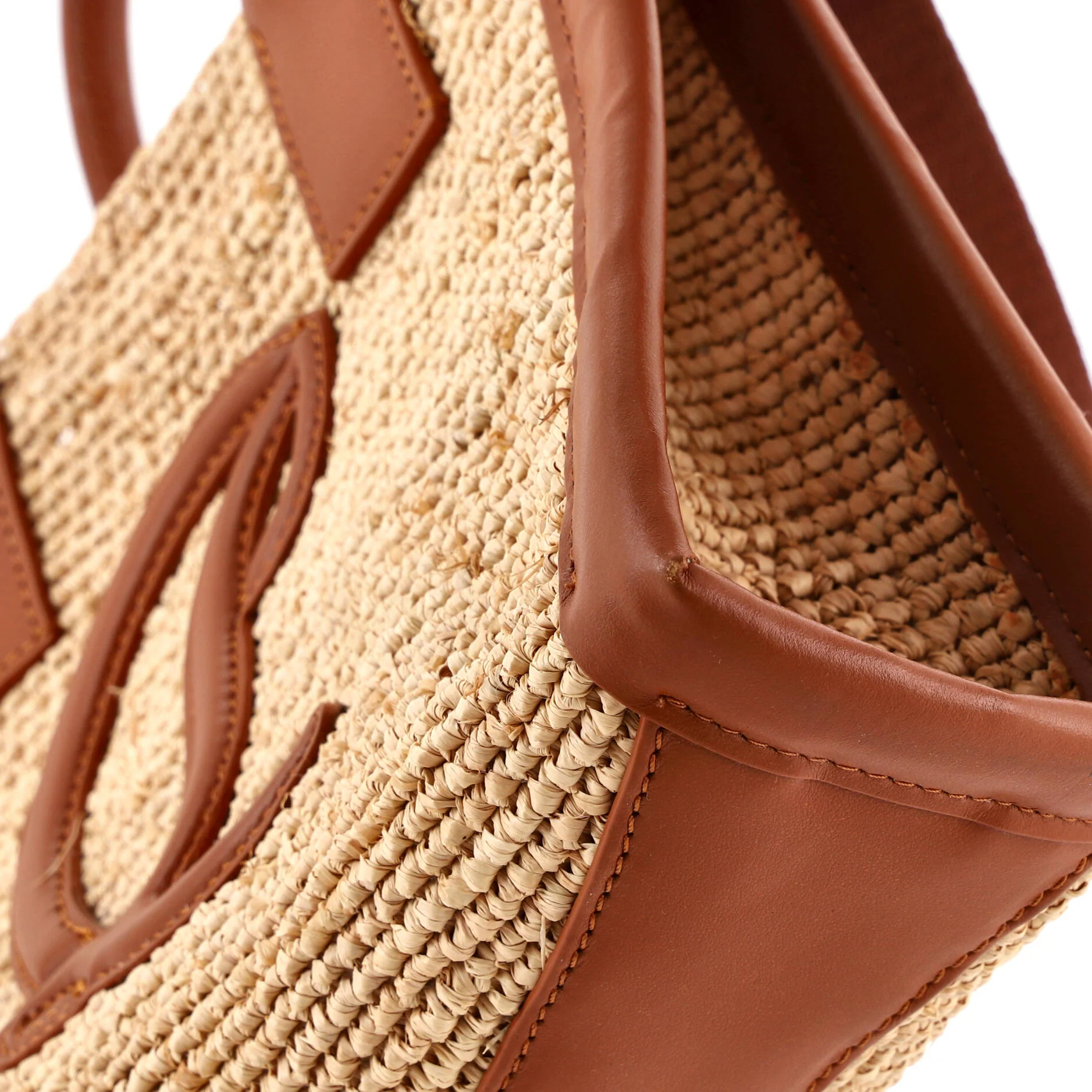 By My Side Tote Raffia with Leather Mini - Image 7