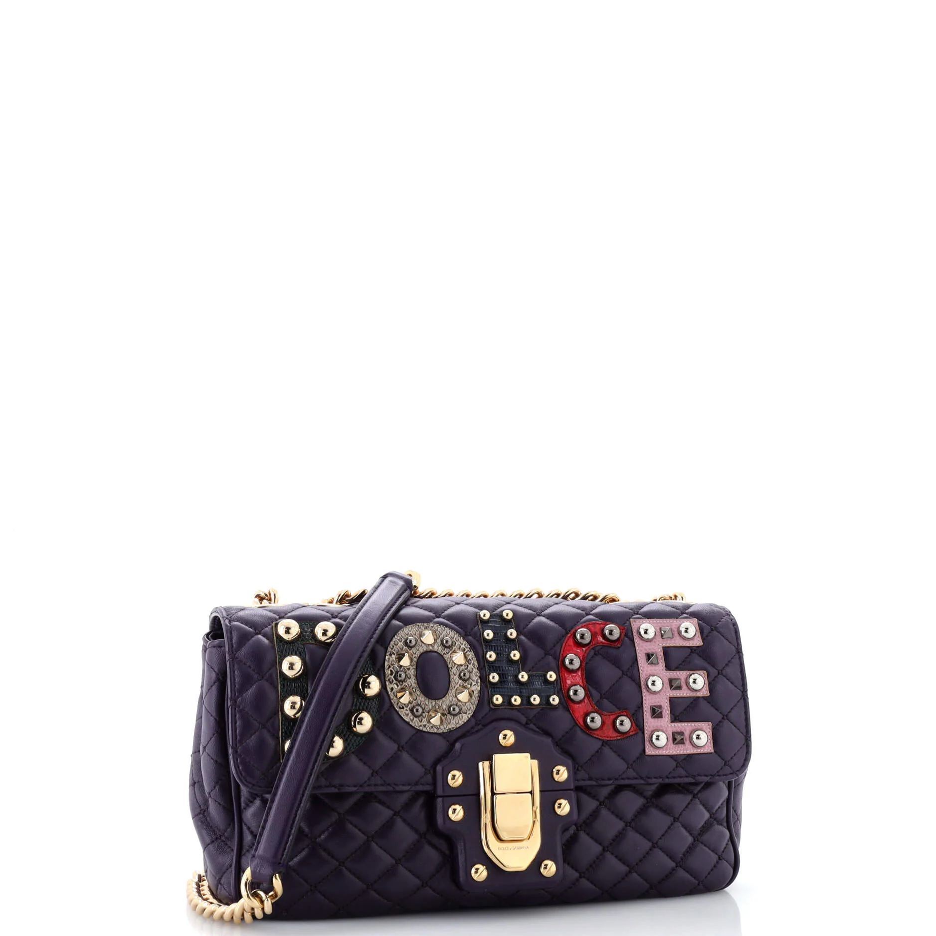 Lucia Shoulder Bag Embellished Quilted Leather Small - Image 2