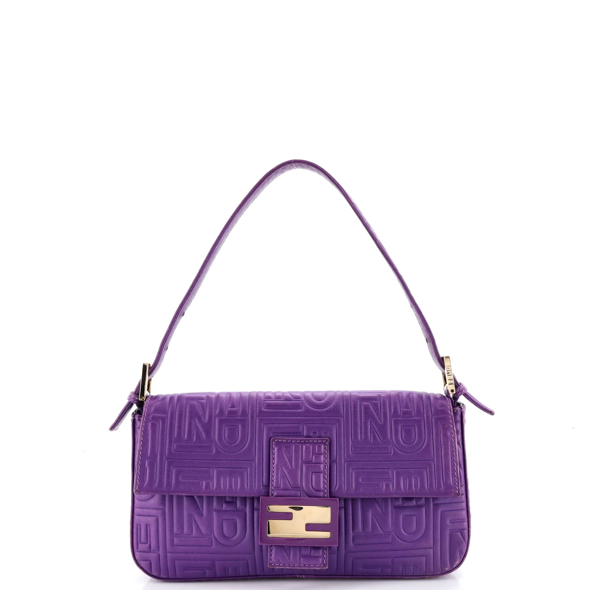 Baguette Bag Logo Embossed Leather Small