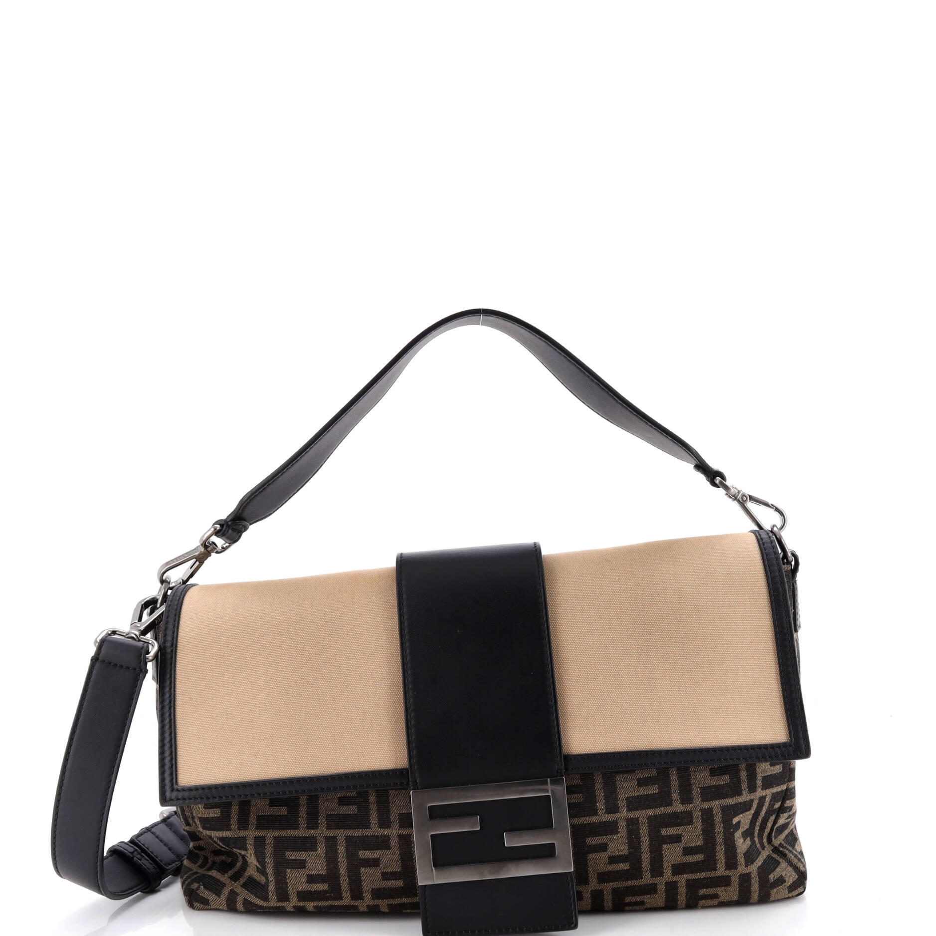 Baguette NM Bag Zucca Canvas with Leather Large