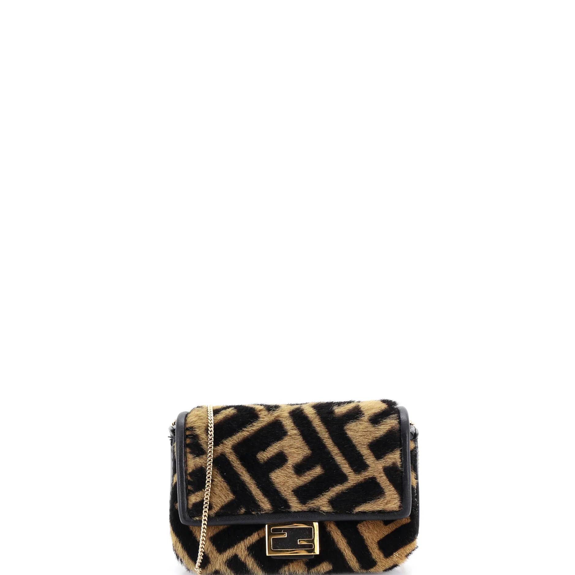 Chain Baguette Charm Bag Zucca Calf Hair Nano