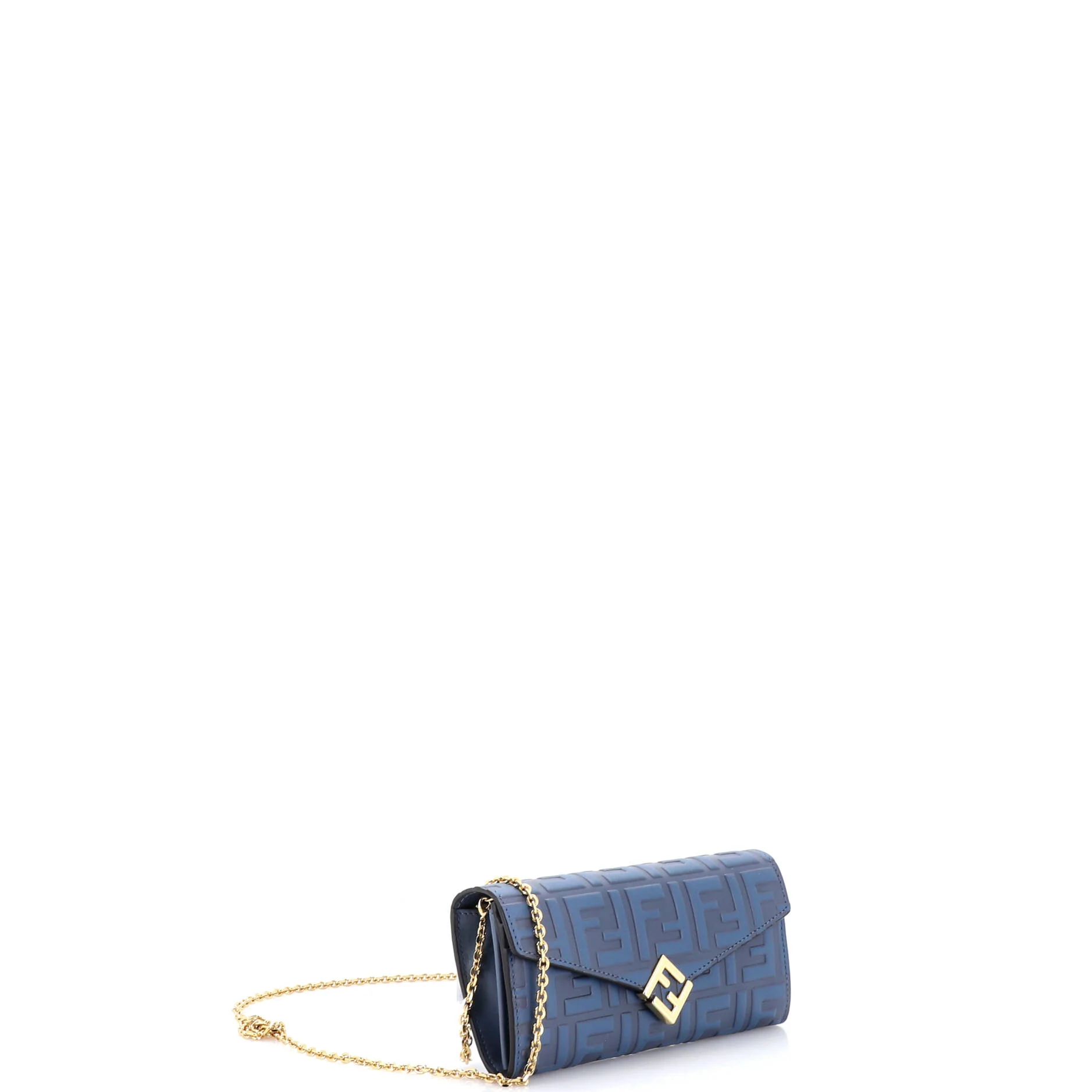 F is Fendi Continental Chain Wallet Zucca Embossed Leather - Image 2