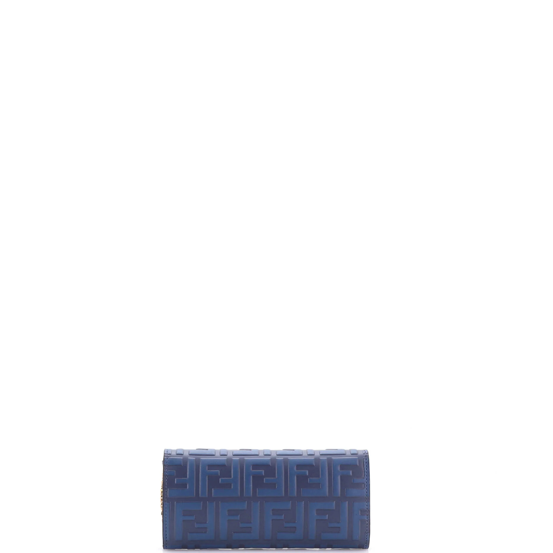 F is Fendi Continental Chain Wallet Zucca Embossed Leather - Image 3