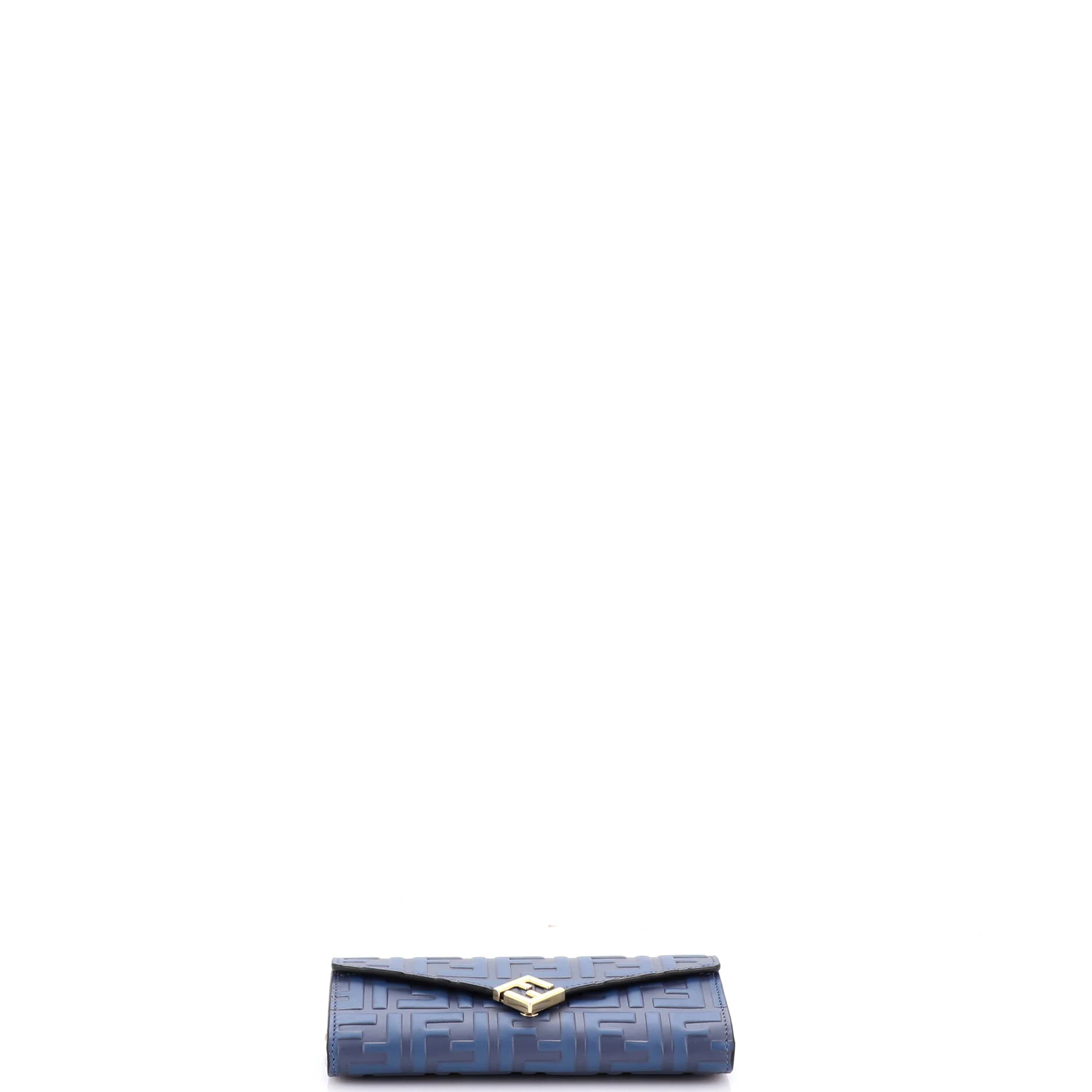 F is Fendi Continental Chain Wallet Zucca Embossed Leather - Image 4