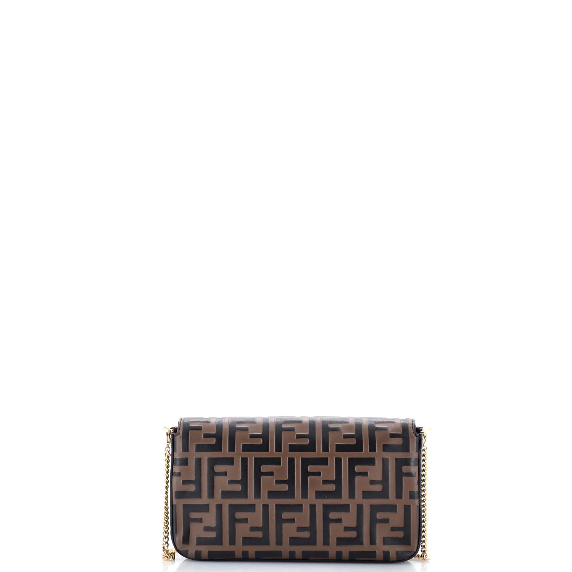 F is Fendi Envelope Clutch on Chain Zucca Embossed Leather - Image 4
