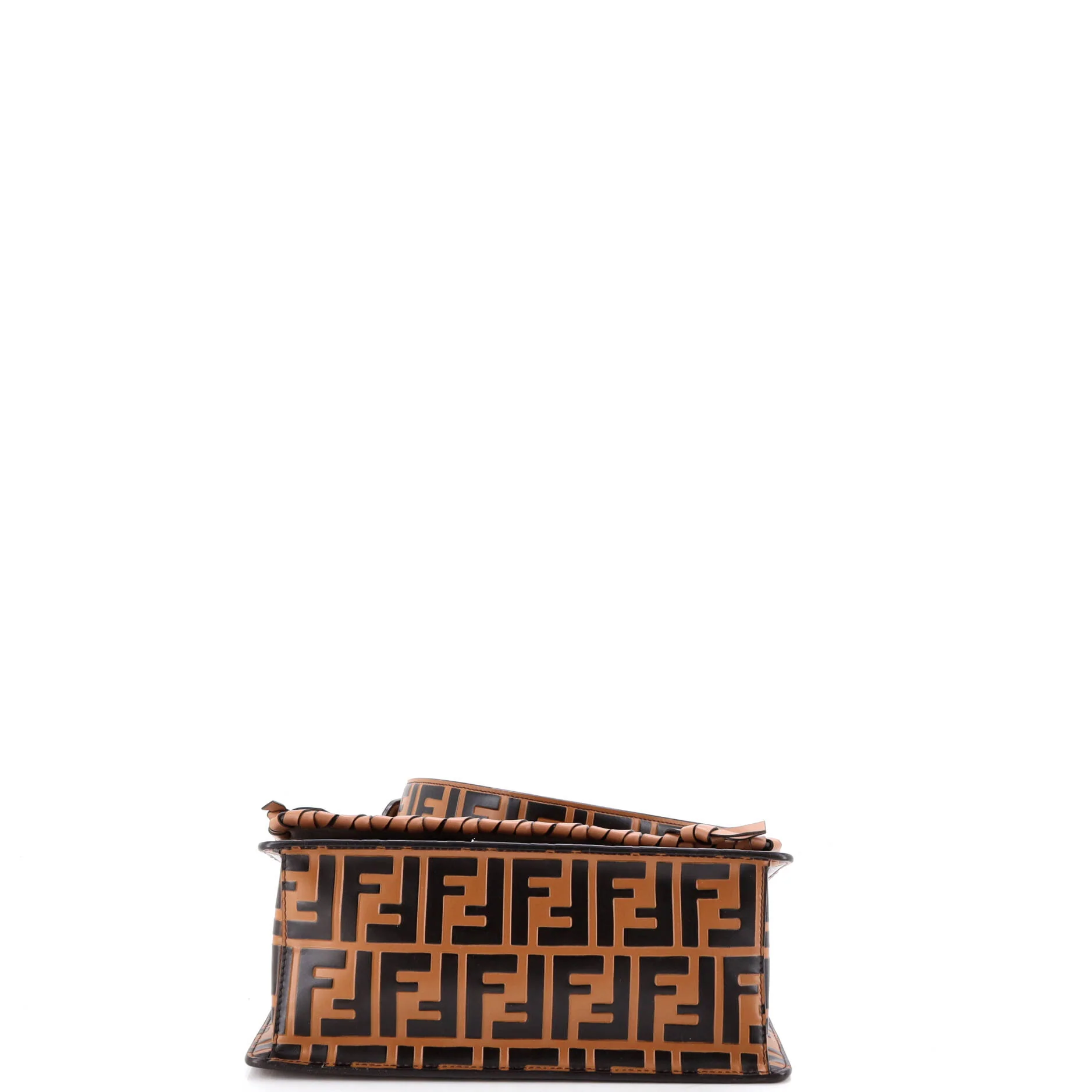 Kan I F Shoulder Bag Whipstitch Zucca Embossed Leather Medium - Image 4