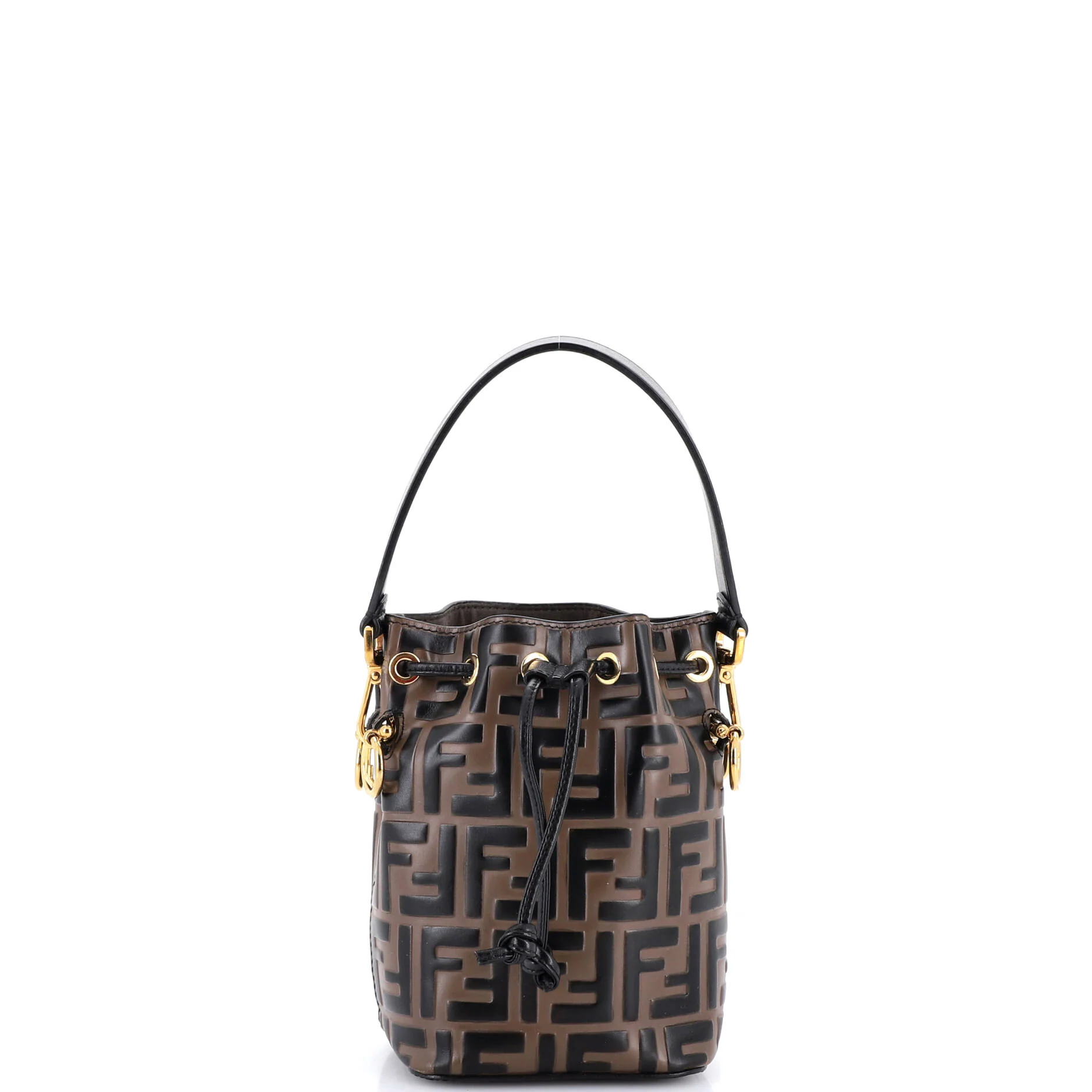 Mon Tresor Bucket Bag Zucca Embossed Leather Mini