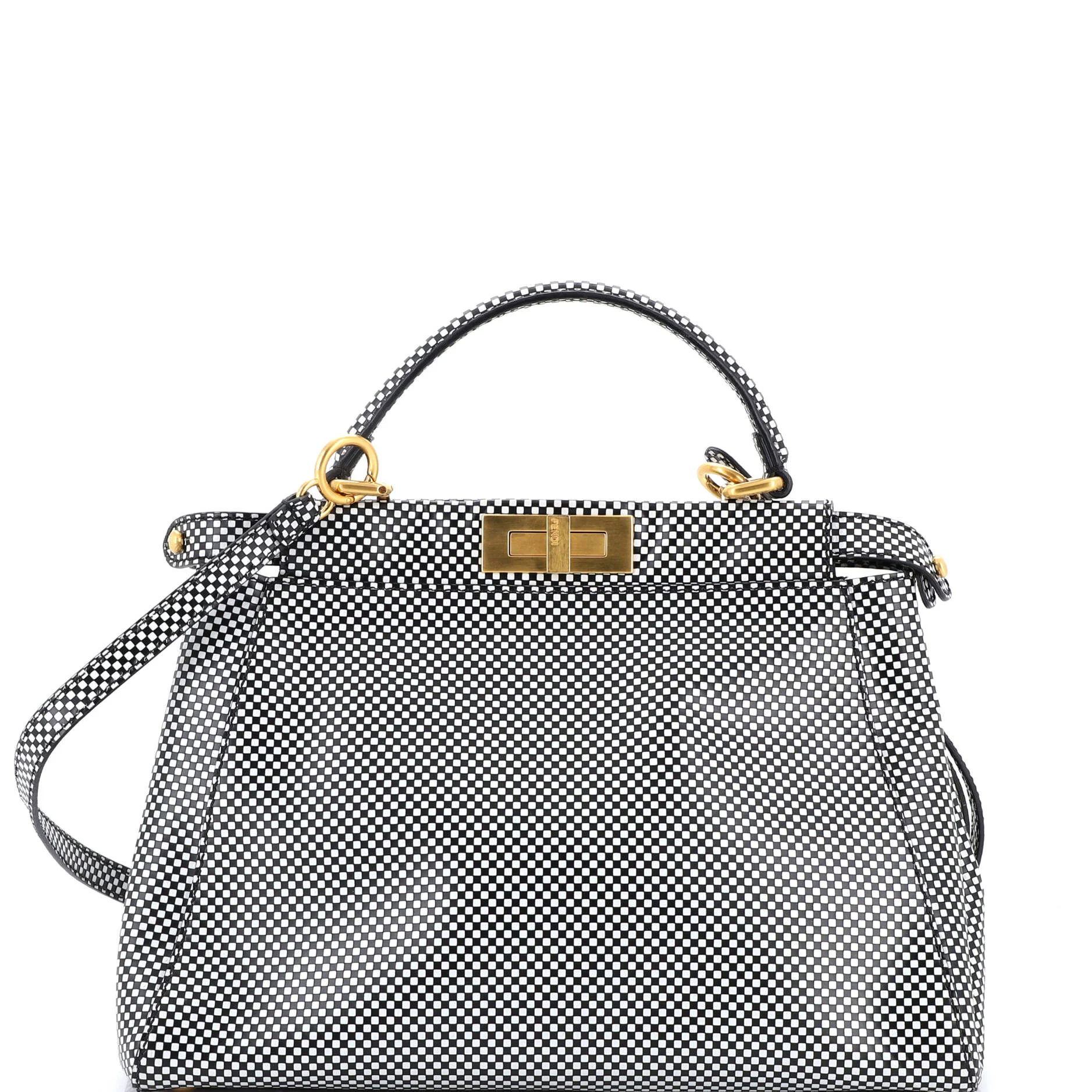 Peekaboo Bag Check Print Leather Regular