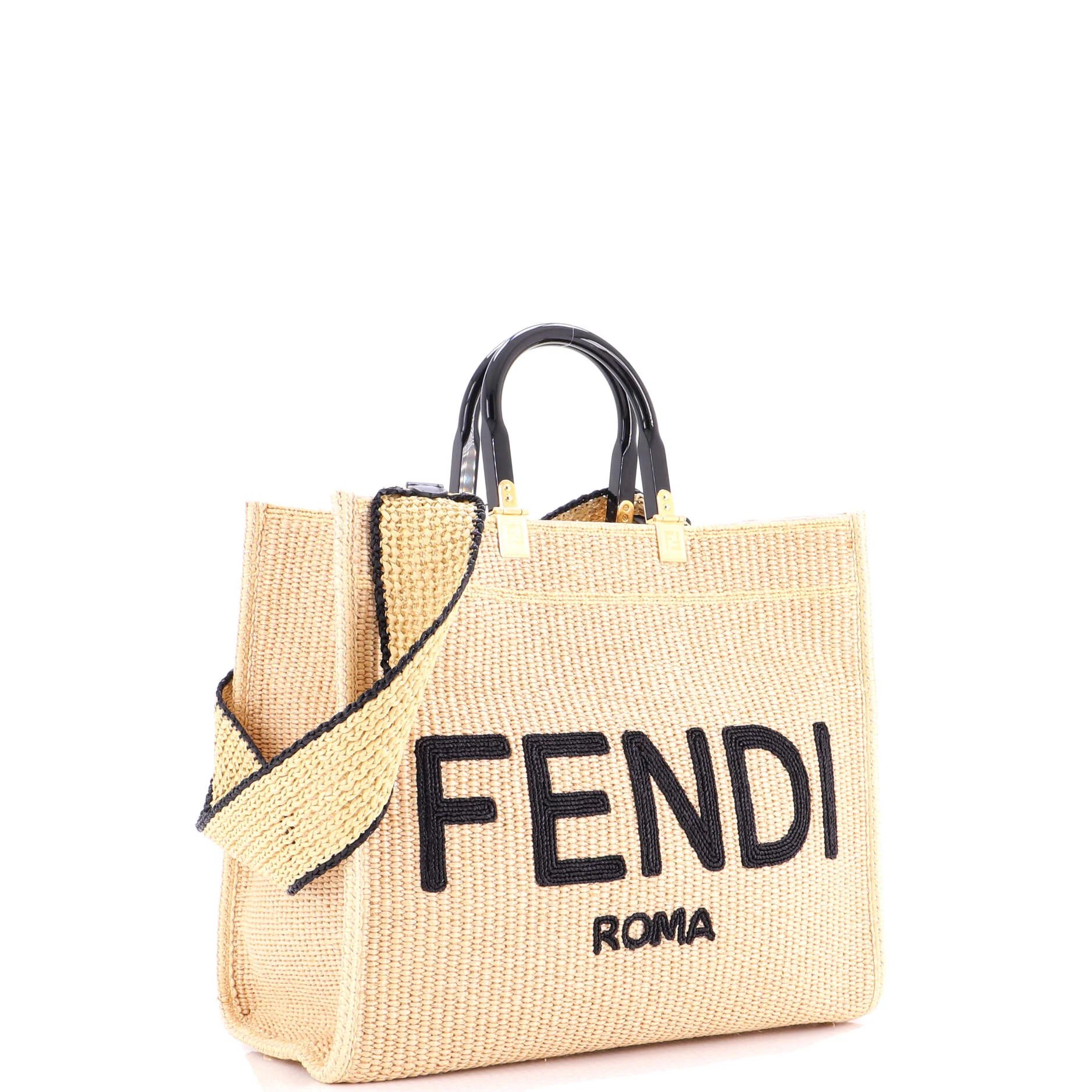 Sunshine Shopper Tote Woven Raffia Medium - Image 2