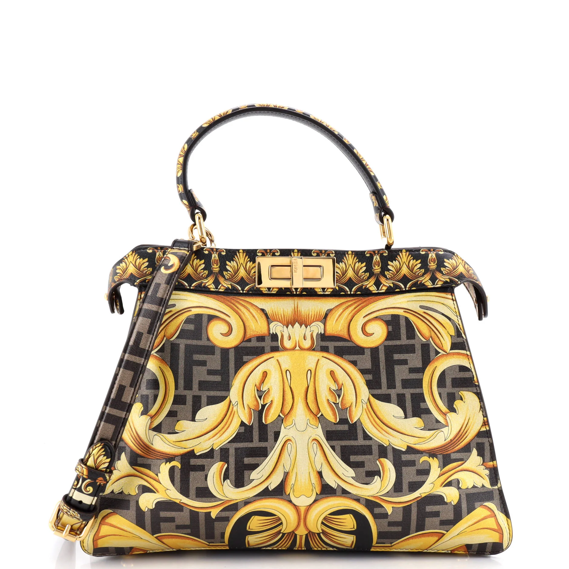 x Versace Fendace ISeeU Peekaboo Bag Printed Laminated Leather Medium