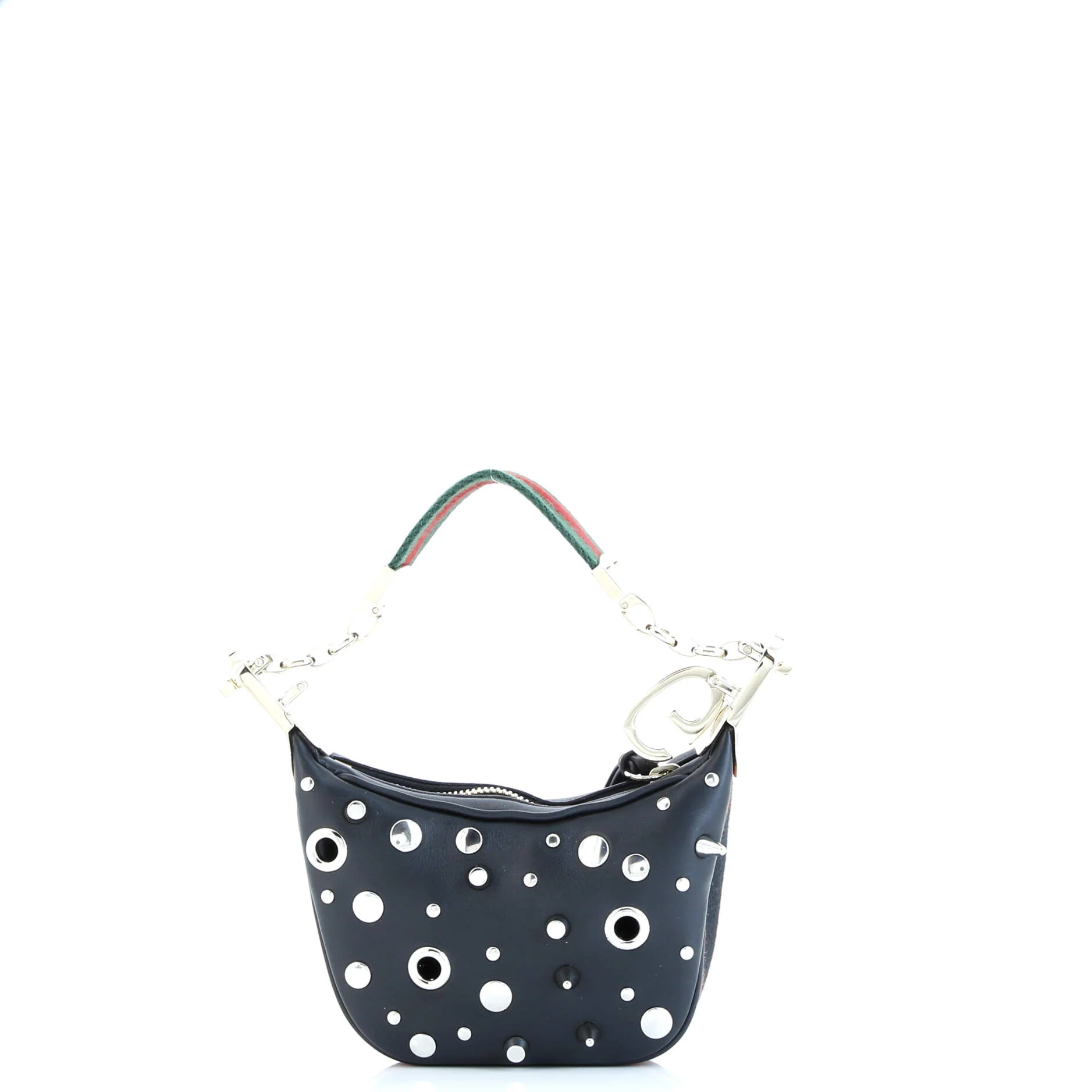 Attache Shoulder Bag Grommet Embellished Leather Mini - Image 4