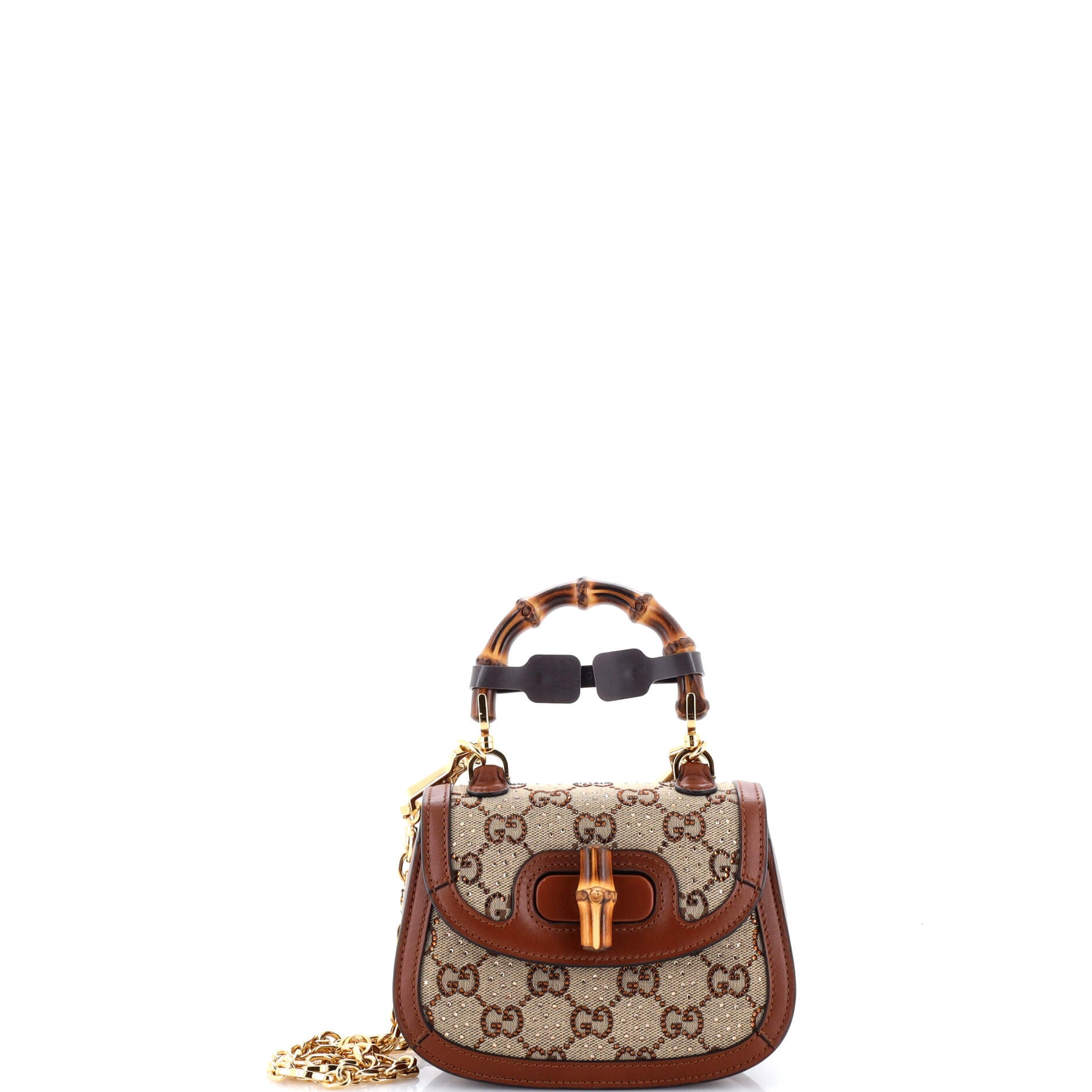 Bamboo 1947 Top Handle Bag Crystal Embellished GG Canvas Mini