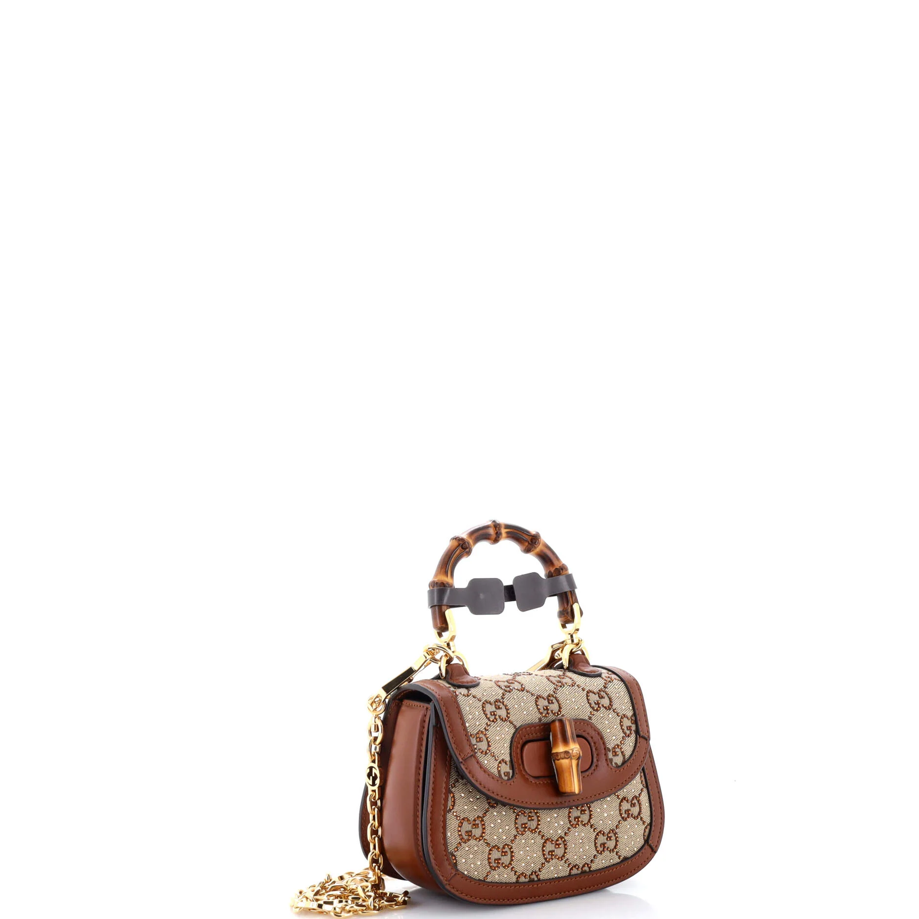 Bamboo 1947 Top Handle Bag Crystal Embellished GG Canvas Mini - Image 2